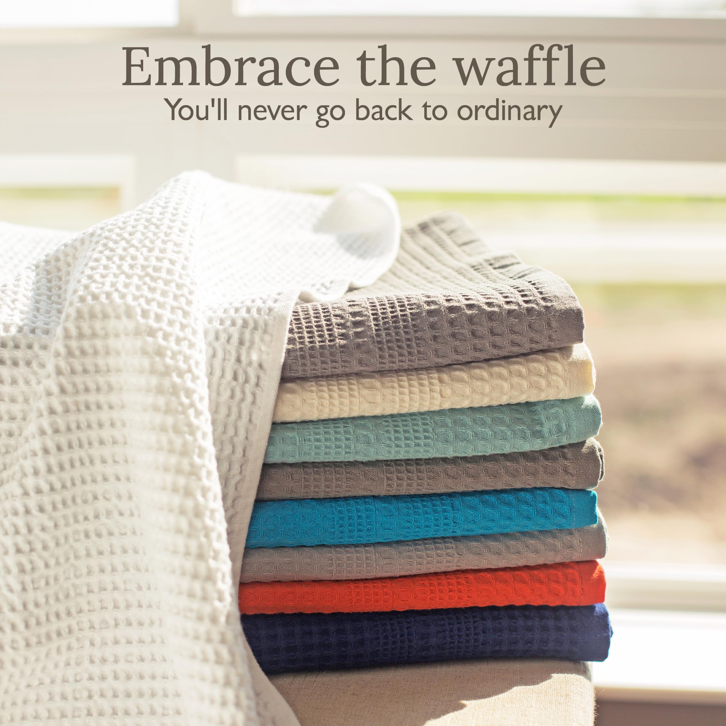 GILDEN TREE Waffle Towels Quick Dry Lint Free Thin, Bath Towel 4 Pack, Classic Style (White)