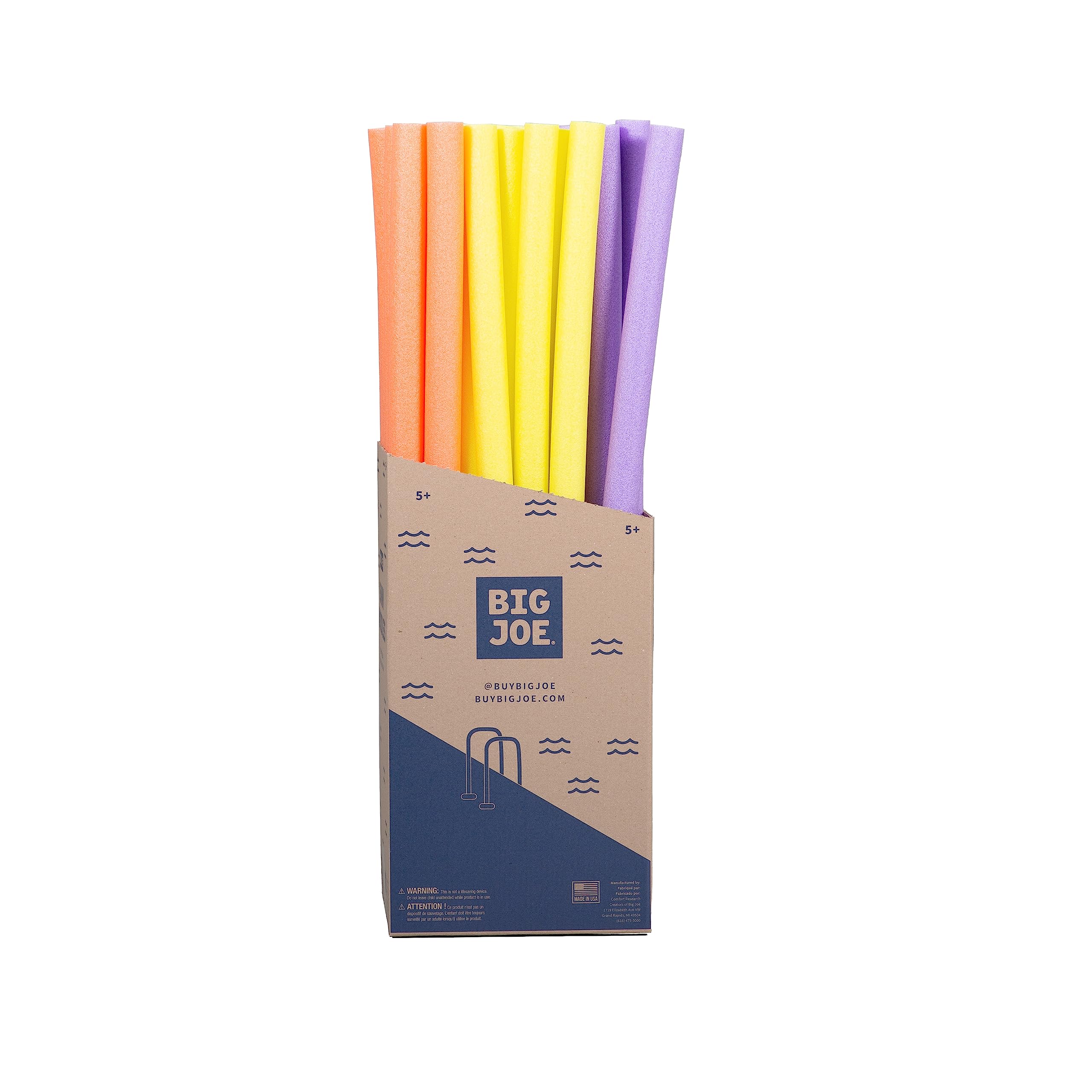 Big Joe Swim Noodle 40 Pack Pool Noodles, Assorted Coral, Purple, Yellow Foam, 4 feet, 50" L x 2" W x 2" H Each