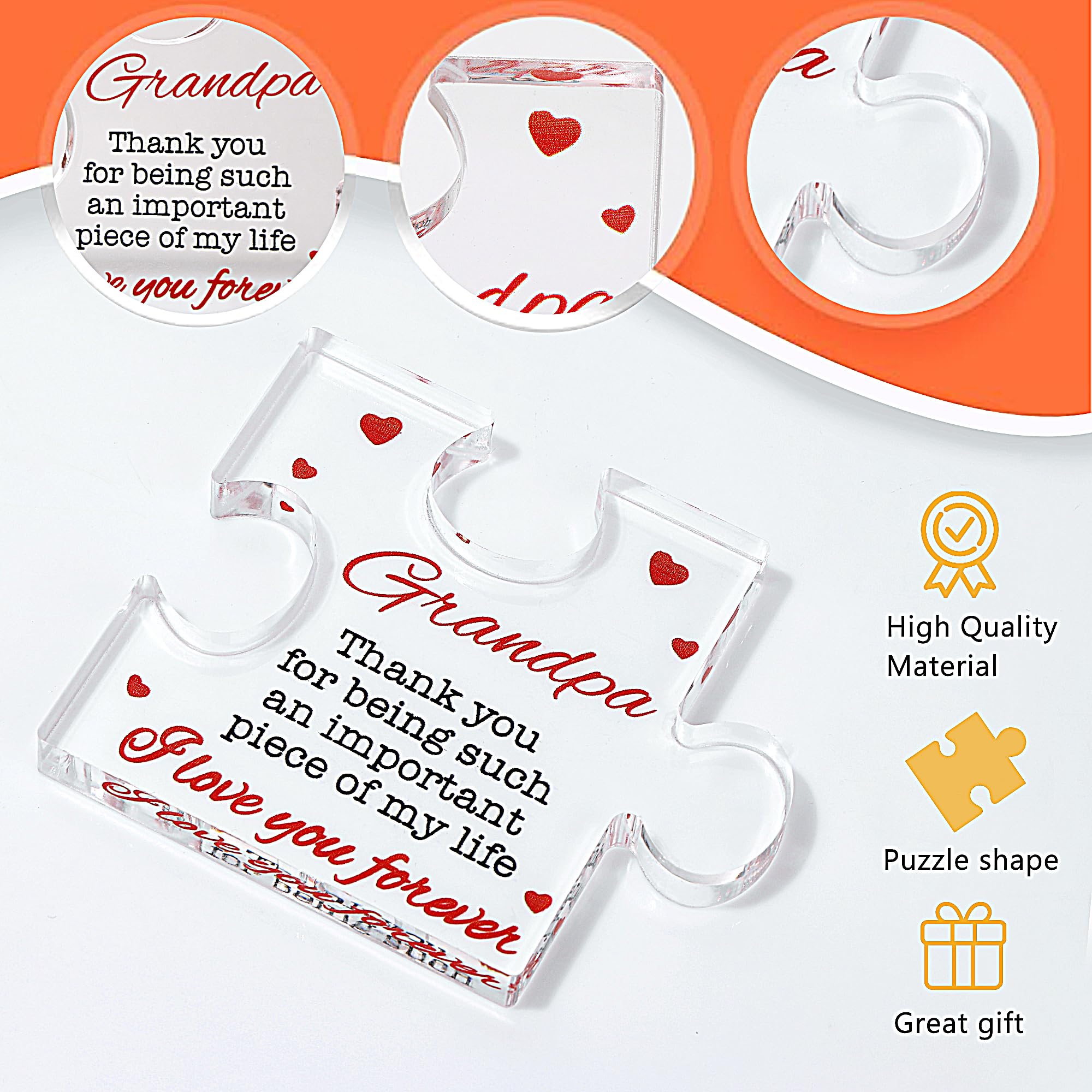 Grandpa Gifts from Granddaughter Grandson 4Pcs Gift Set Tumbler Socks Keychain Acrylic Table Decoration Unique Birthday Gift Ideas for Grandfather New Grandpa