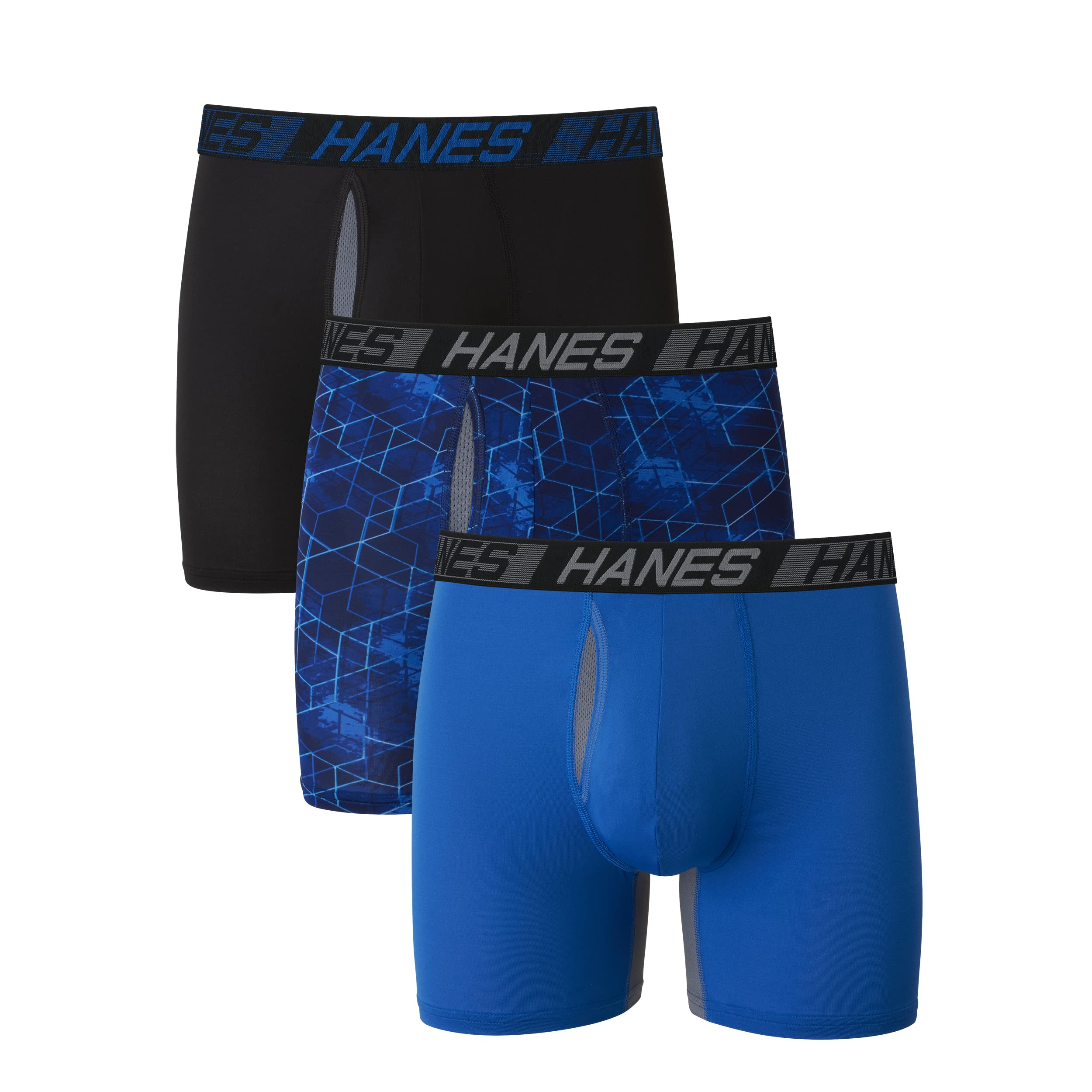 Hanes Men's X-Temp Total Support Pouch Boxer Brief, Anti-Chafing, Moisture-Wicking Underwear, Multi-Pack, Regular Leg-Marled, X-Large