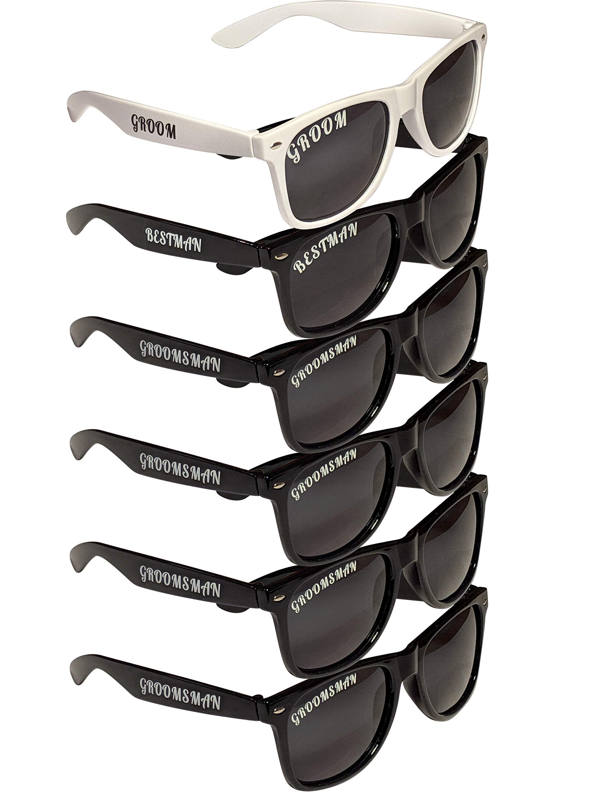 6-pack Polarized Bachelor Party/Wedding Sunglasses Gifts Props Supplies Groom Groomsman Best Man