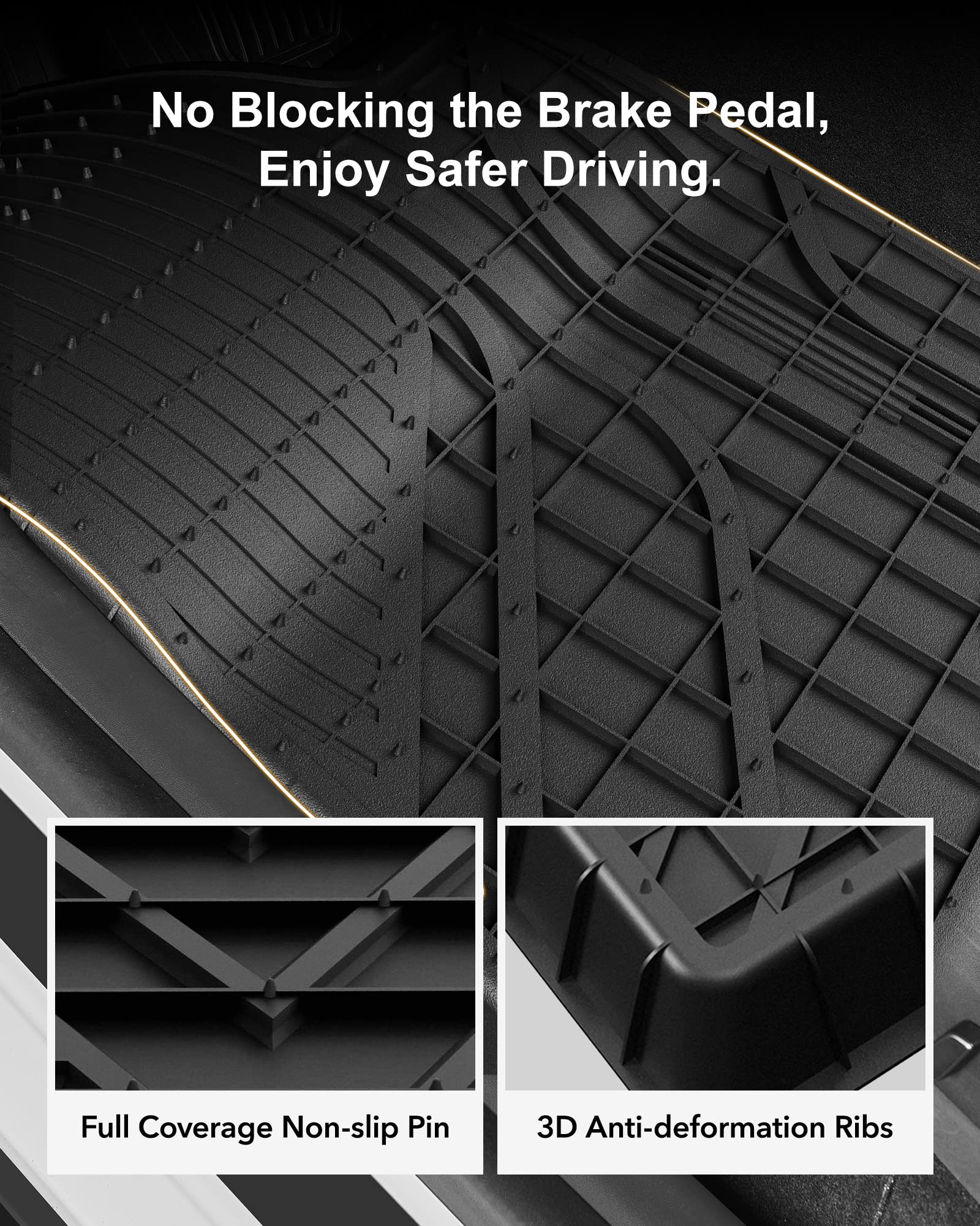 3W Tesla Model Y Floor Mats, All-Weather TPE Floor Liner Compatible for Tesla Model Y 2020-2024, Full Set Black Floor Mats and Cargo Liner Mat Accseeories Custom Fit for Tesla 5-Seater