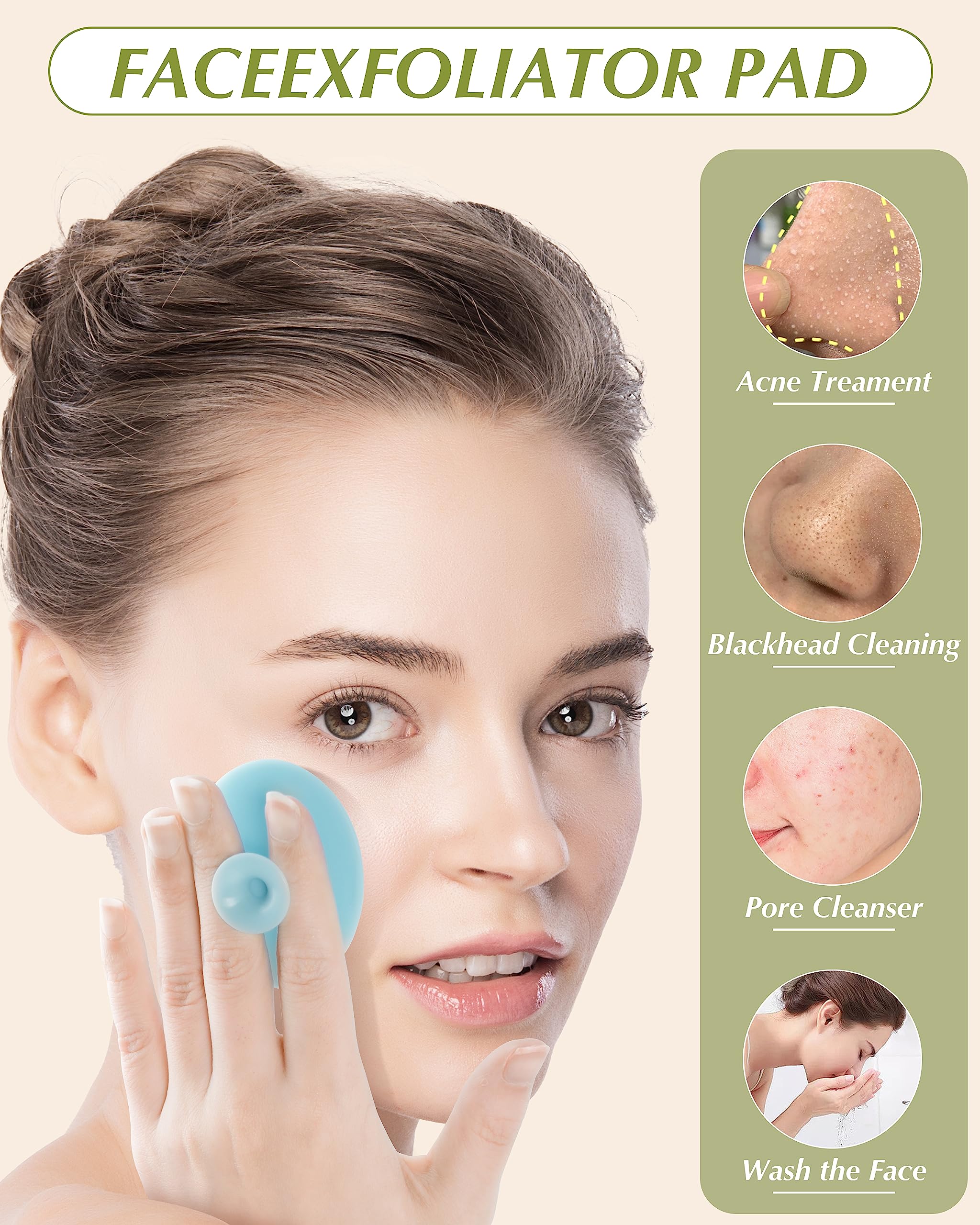 Face Scrubber, 8 PCS Silicone Face Scrubber Exfoliator for Women, Face Cleansing Brush Blackhead Acne Pore Pad for Deep Cleaning Skin Care