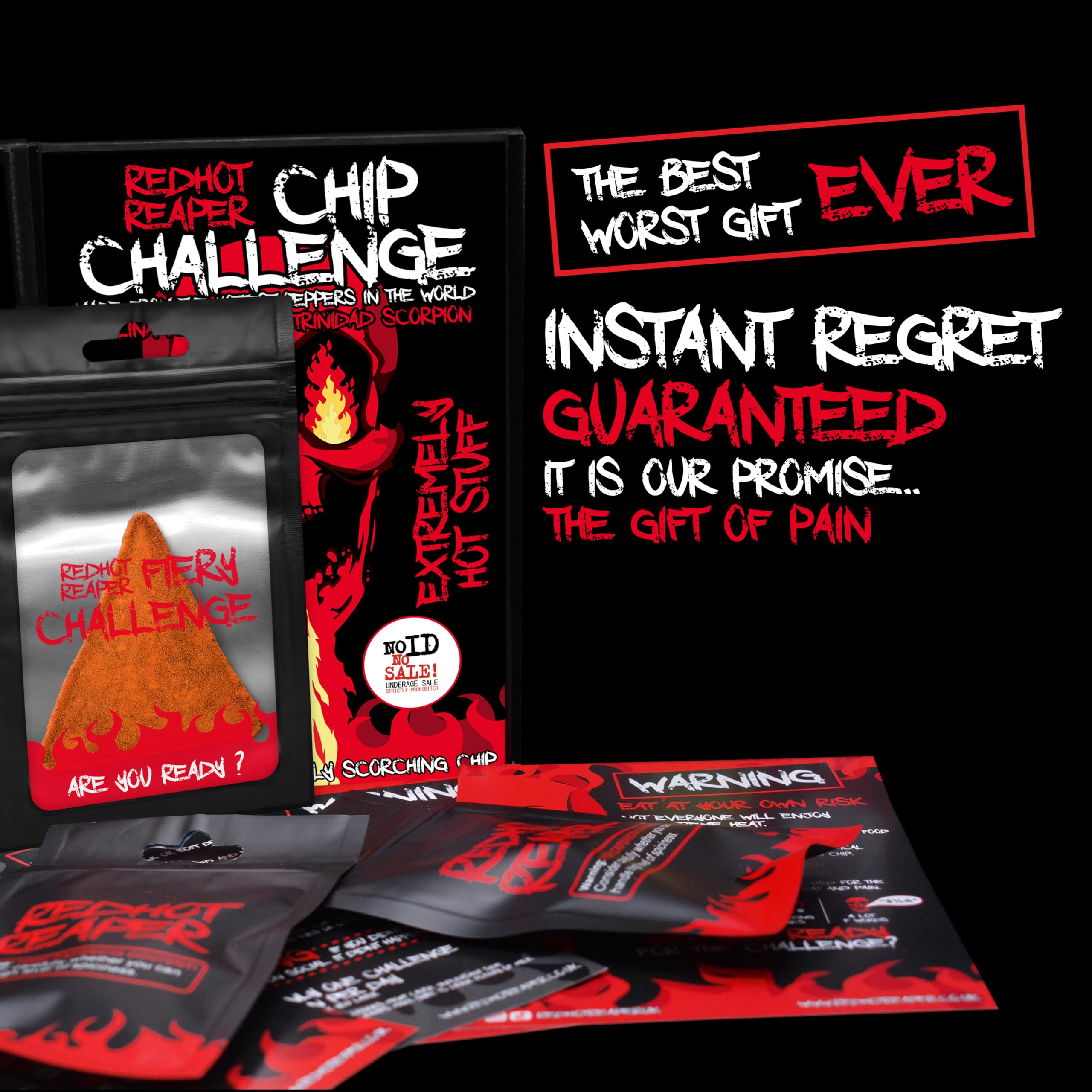 Red Hot Reaper – 1x Chip Challenge Hottest Snack Carolina Reaper & Trinidad Scorpion - Super Spicy Hot Chip