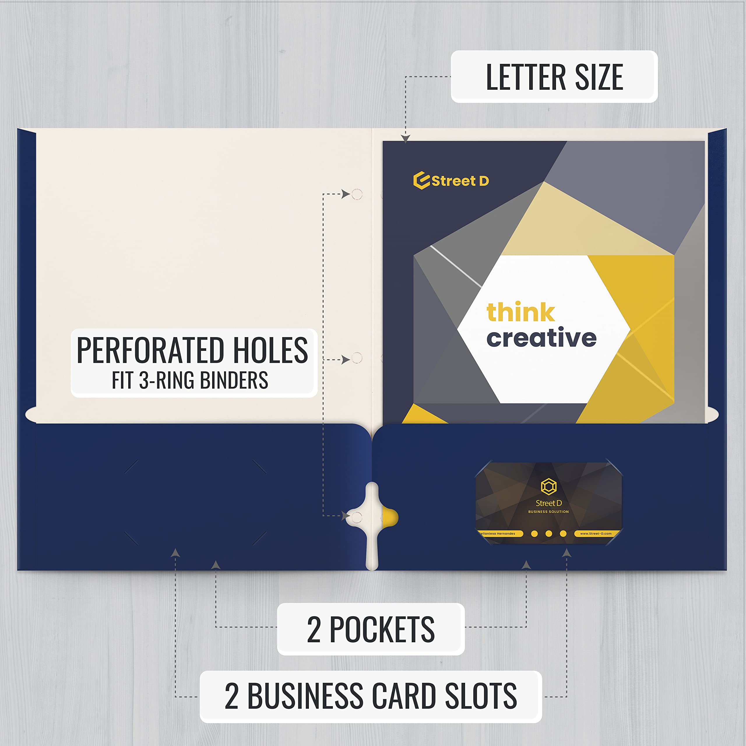 Better Office Products Two Pocket Portfolio Folders, 50-Pack, Blue, Letter Size Paper Folders, 50 Pieces, Blue