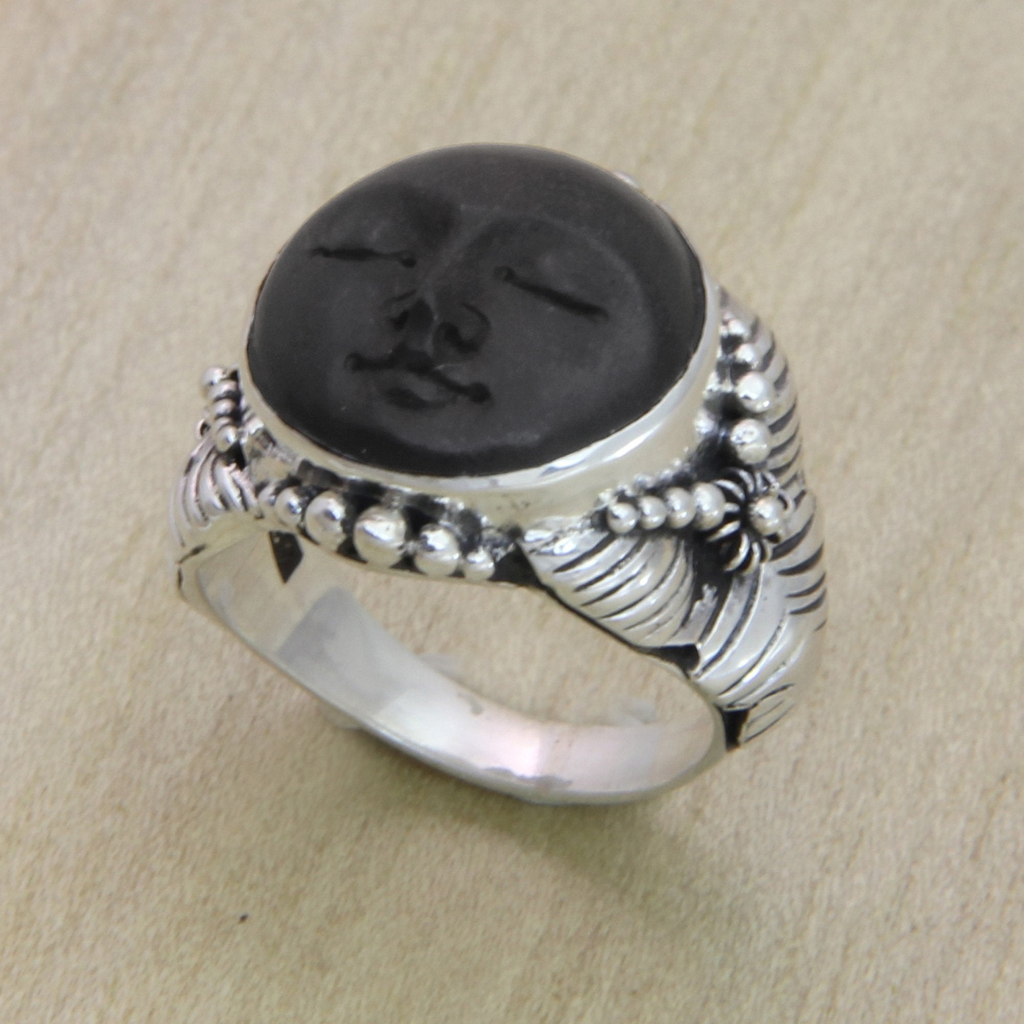 NOVICA Artisan Handmade Ebony Cocktail Ring Crafted Wood Silver Sterling Indonesia 'Amun Ra'