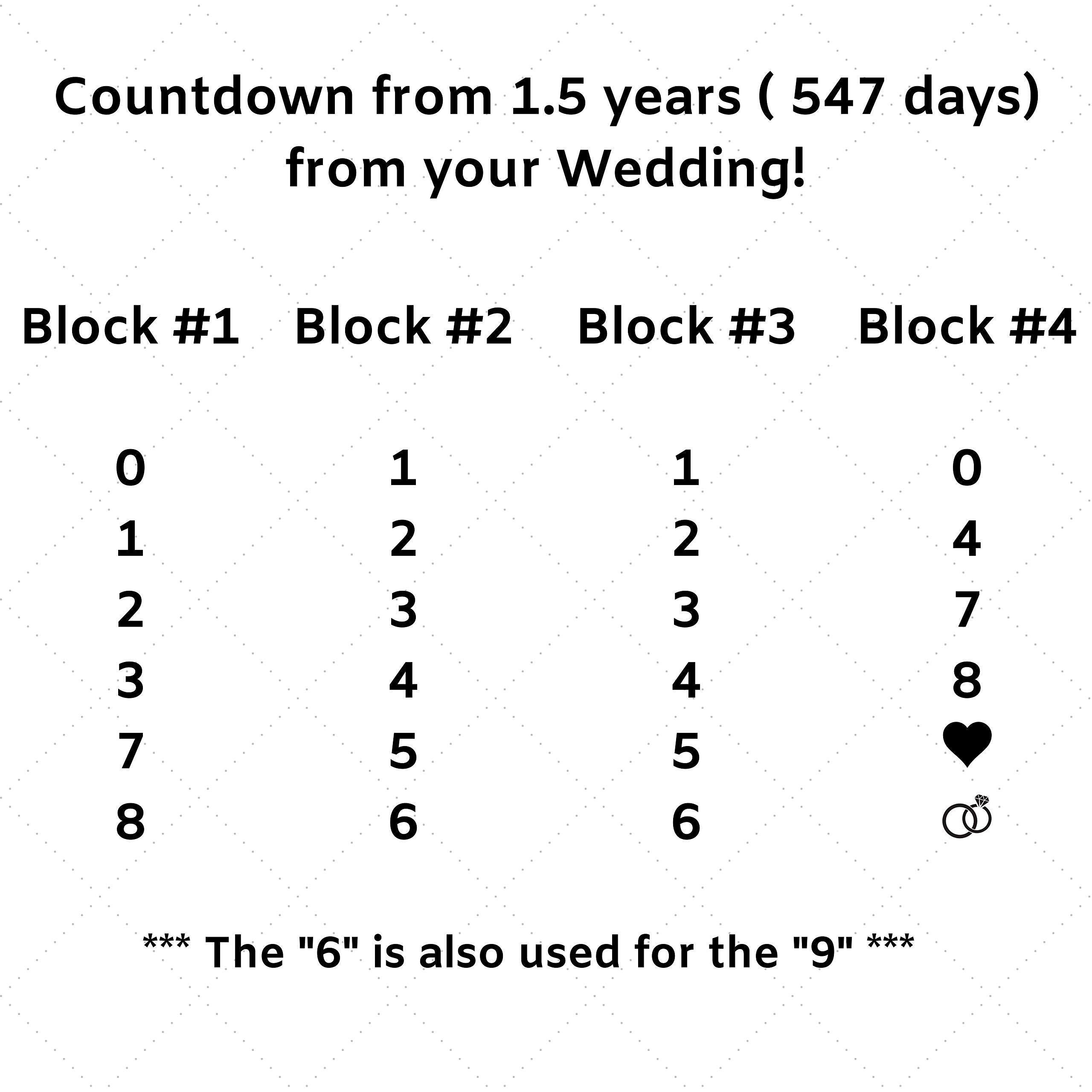 Wedding Countdown Calendar Wooden Blocks - Engagement Gifts - Bride to Be - Bridal Shower Gifts - Bride Gifts - Engagement Gifts for Couples - Engaged - Rustic Finish with Black Numbers