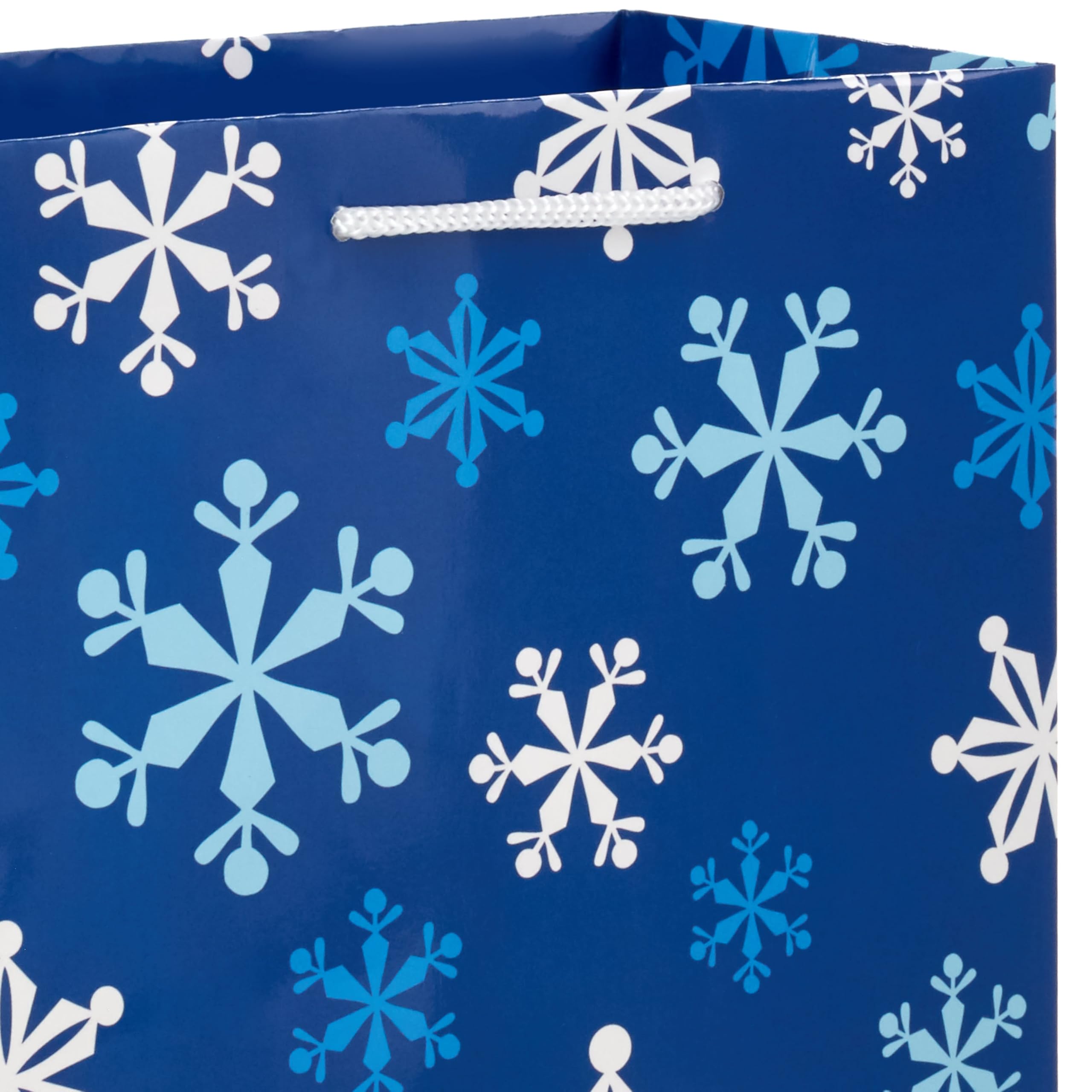 Image Arts Assorted Christmas Gift Bags Bulk - Blue Plaid, Snowman, Deer, Tree, Snowflakes (16 Bags: 6 Small 5", 6 Medium 8", 2 Large 11", 2 XL 14") for Holiday Parties, Hanukkah, Weddings