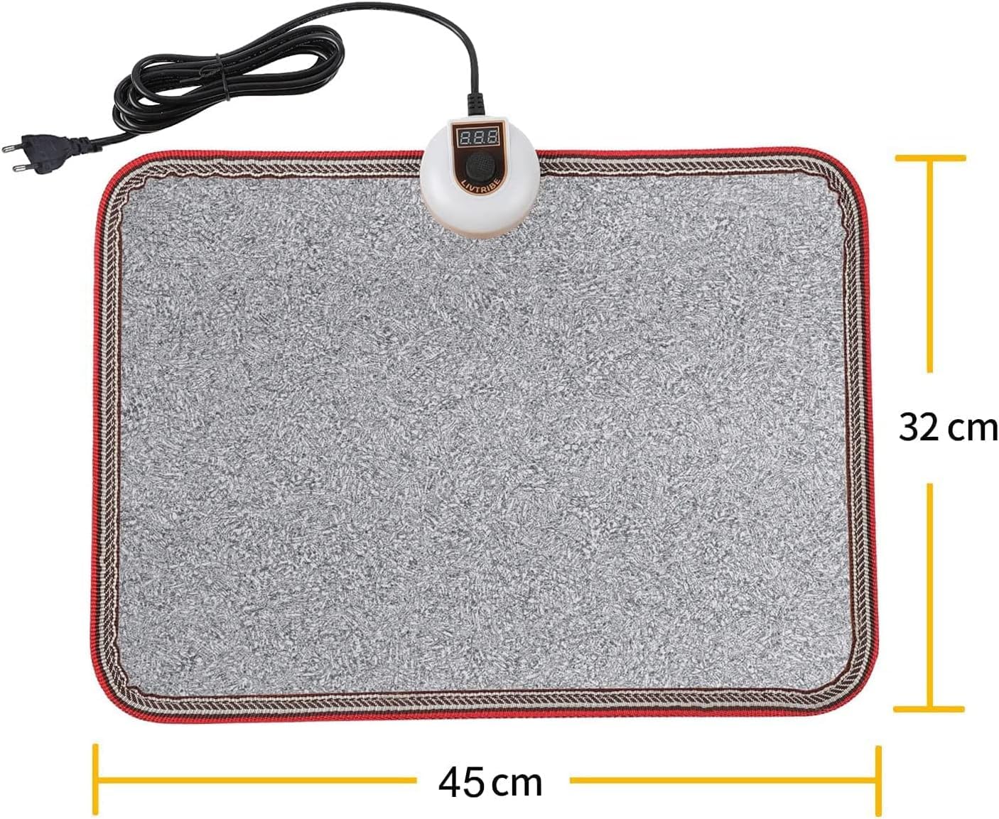 Livtribe AC 110V Heated Floor Mat for Foot, Gray Carbon Crystal Heating Pad, Electric Heated Foot Warmers for Office, Home