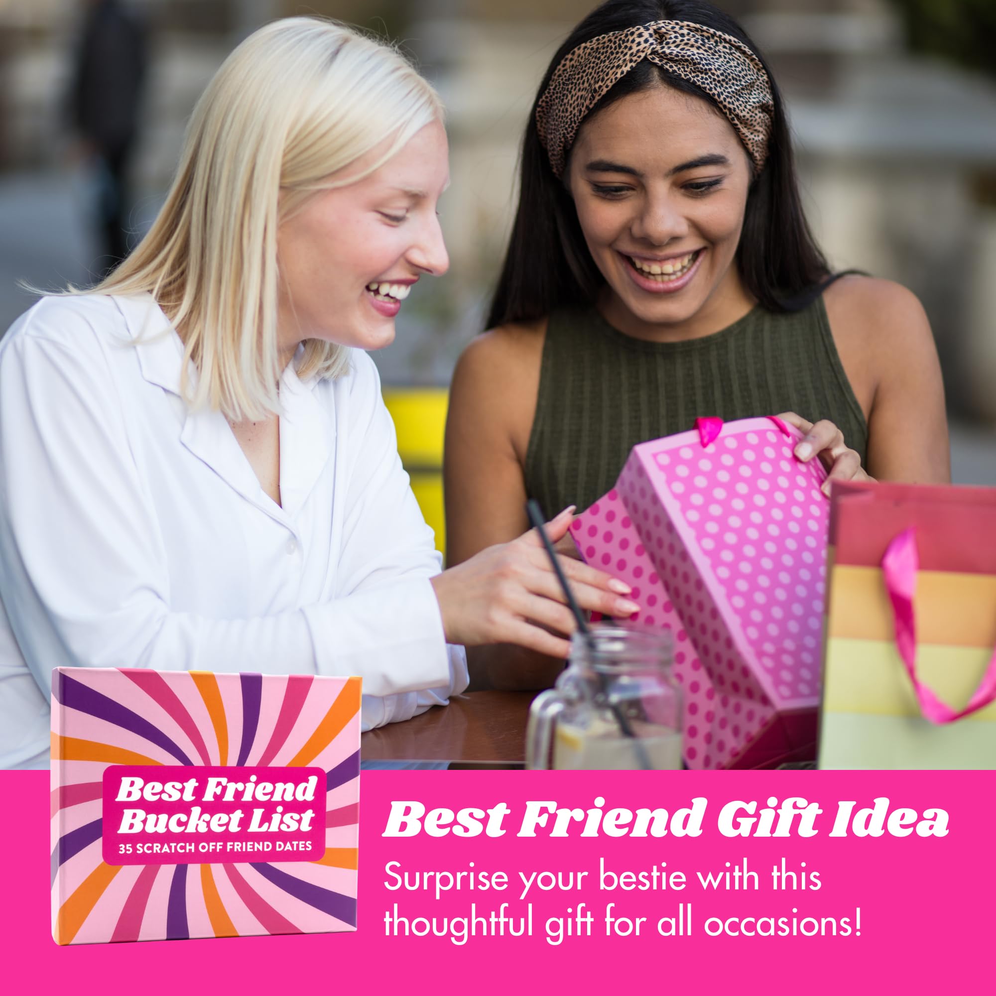 Happy Duo Best Friend Bucket List - 35 Scratch Off Friend Dates, for Women, Friendship Gifts for Women, Best Friend Birthday Gifts for Women, Gifts for Friends Women