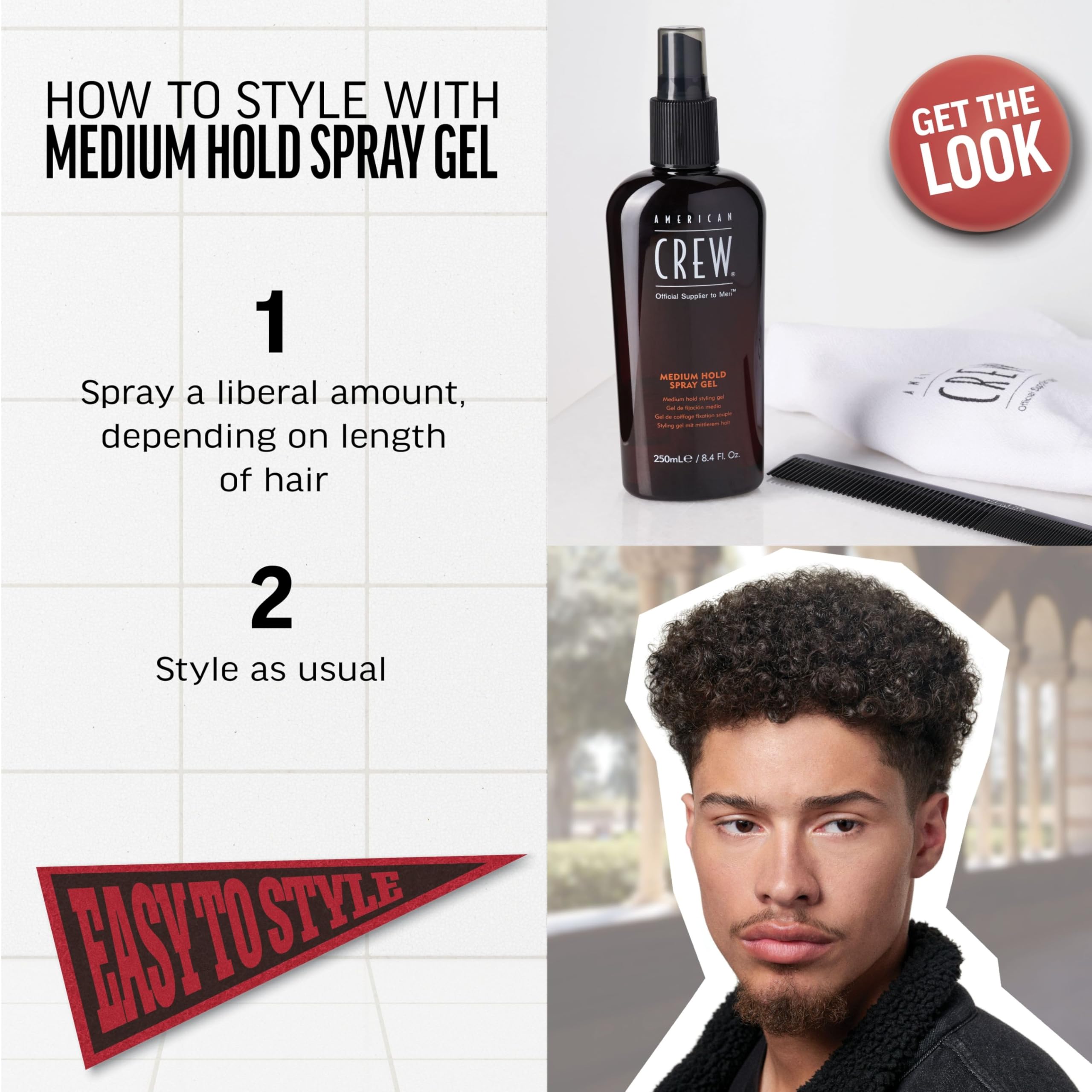 American Crew Men's Hair Spray, Medium Hold, 8.45 Fl Oz