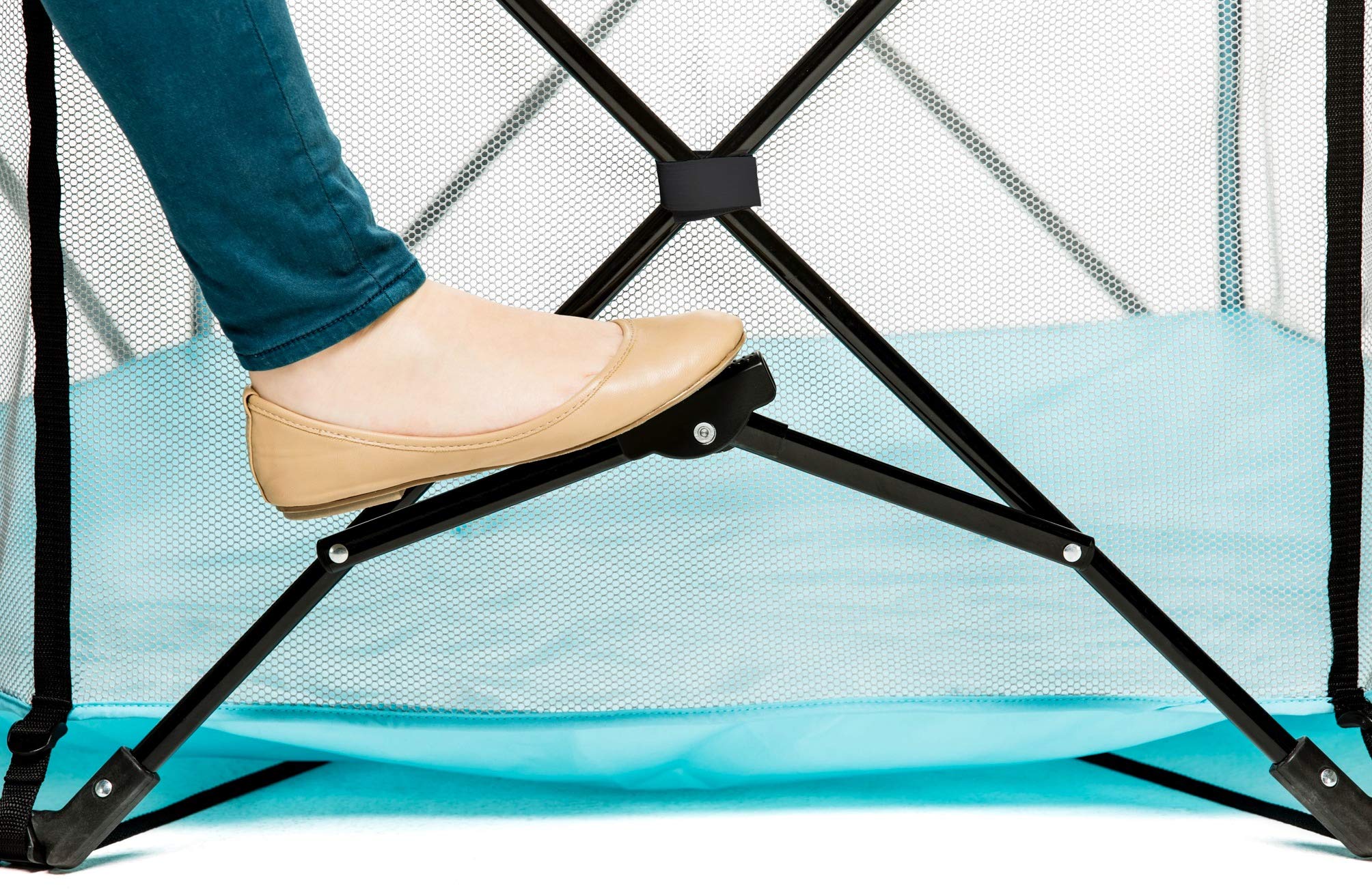 Regalo My Play Deluxe Portable Play Yard Indoor and Outdoor,Includes a Full Canopy, Aqua, 6-Panel