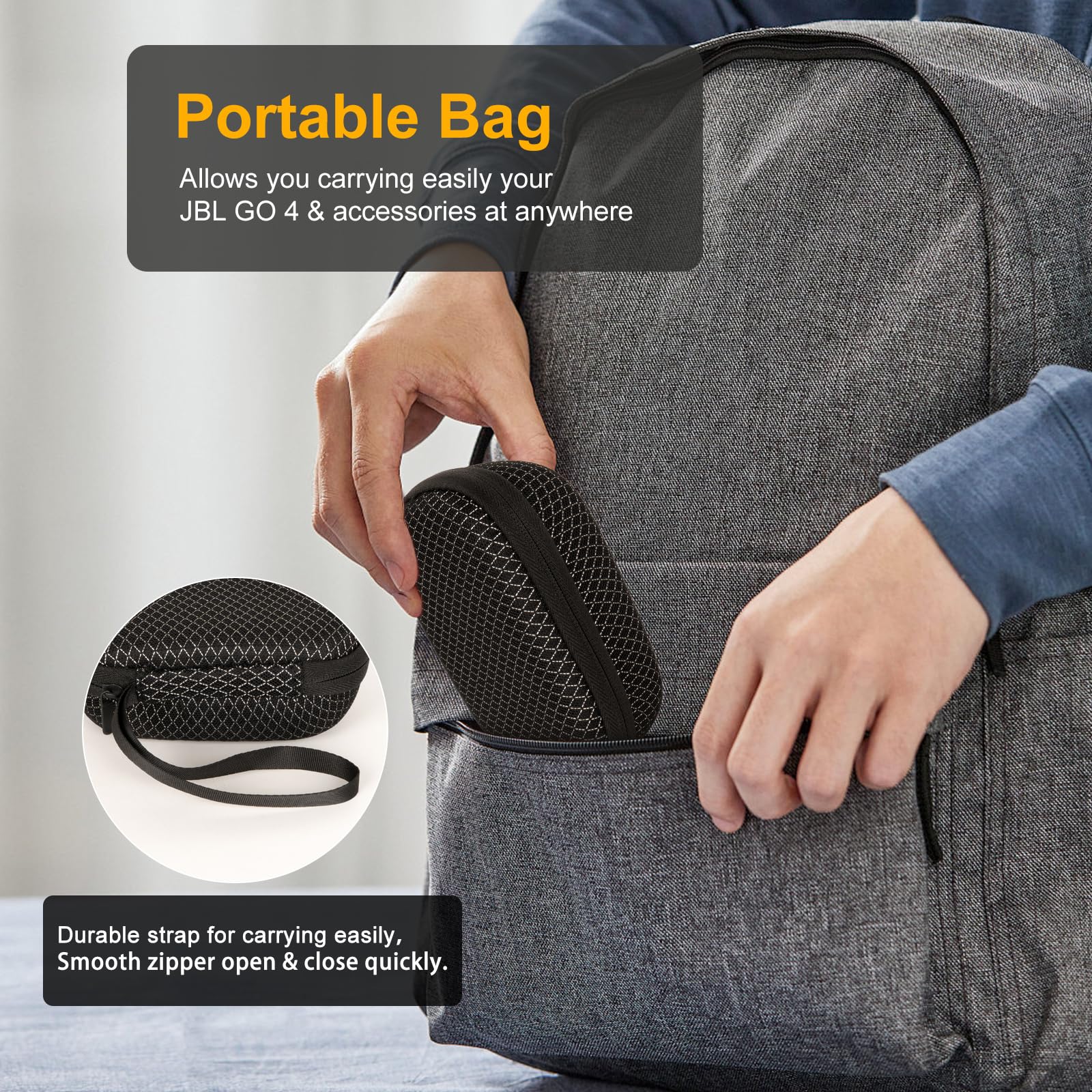 XINGFUDAO Hard Carrying Case Design for JBL Go 4/Go 3/Go 3 Eco Portable Speaker - Travel Protective Storage Bag