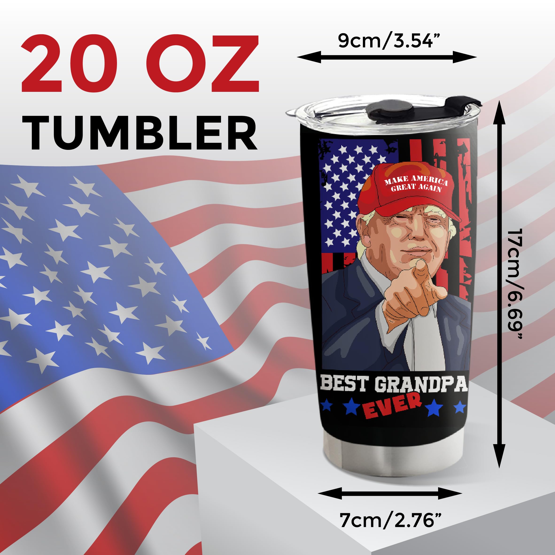 Viberty Grandpa Gifts - Gifts For Grandpa Gifts From Grandson, Granddaughter, Grandkids, Grandchildren - Christmas Birthday, Father's Day Gift For Grandpa - Best Grandpa Ever 20 oz Tumbler