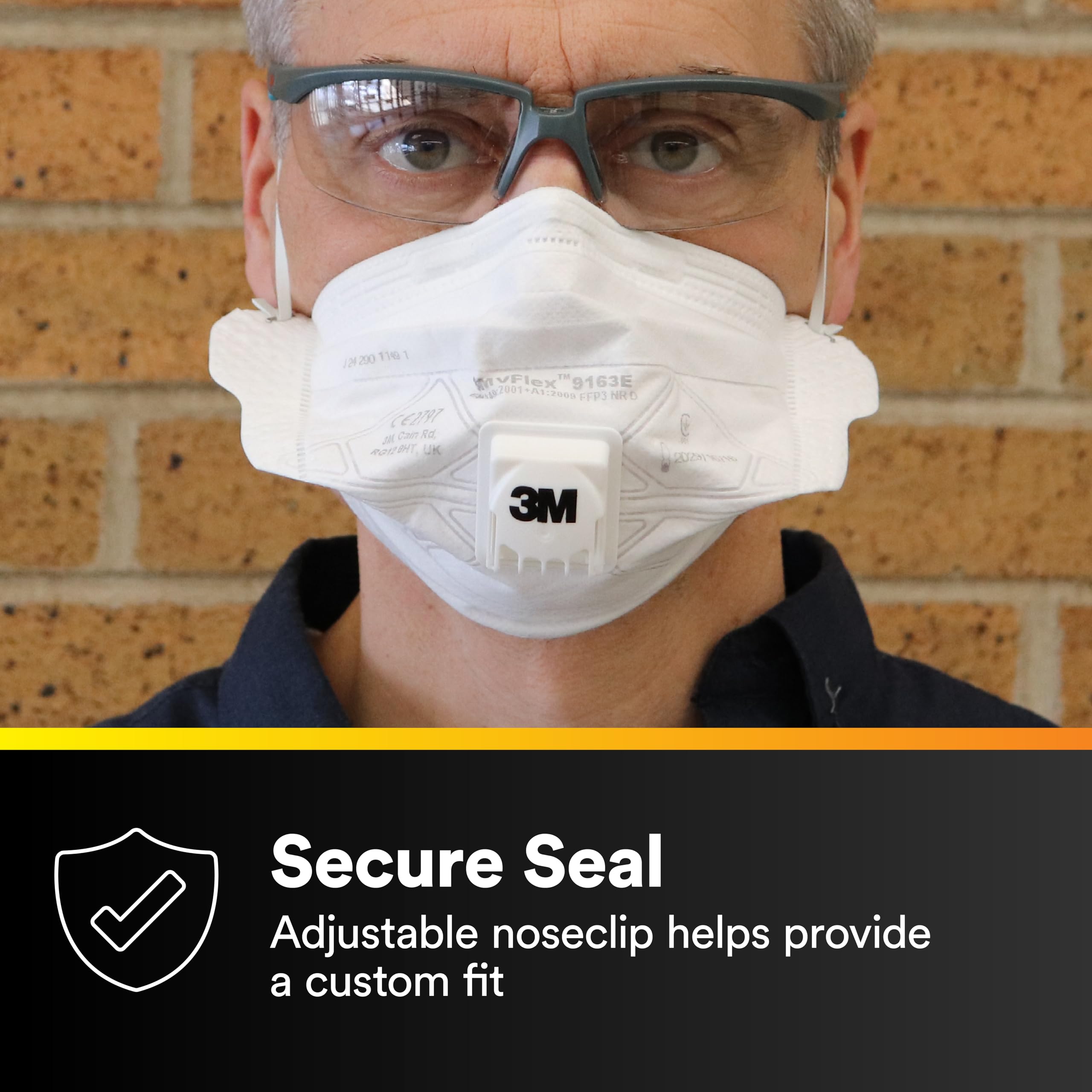 3M N95 Disposable Respirator, VFlex Particulate Respirator 9105, Pack of 50, Standard Size, NIOSH Approved, For Sweeping, Sanding, Grinding, Sawing, Bagging, Dust