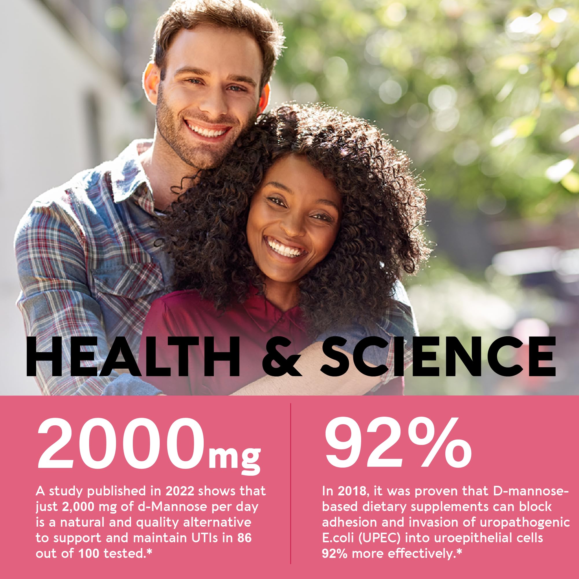 D-Mannose 2000mg Capsules - 3-in-1 Urinary Tract Health Supplement - Natural Bladder, Liver & Digestive Support with Cranberry & Hibiscus Flower - Made in USA - for Women & Men - 120 Vegan Pills