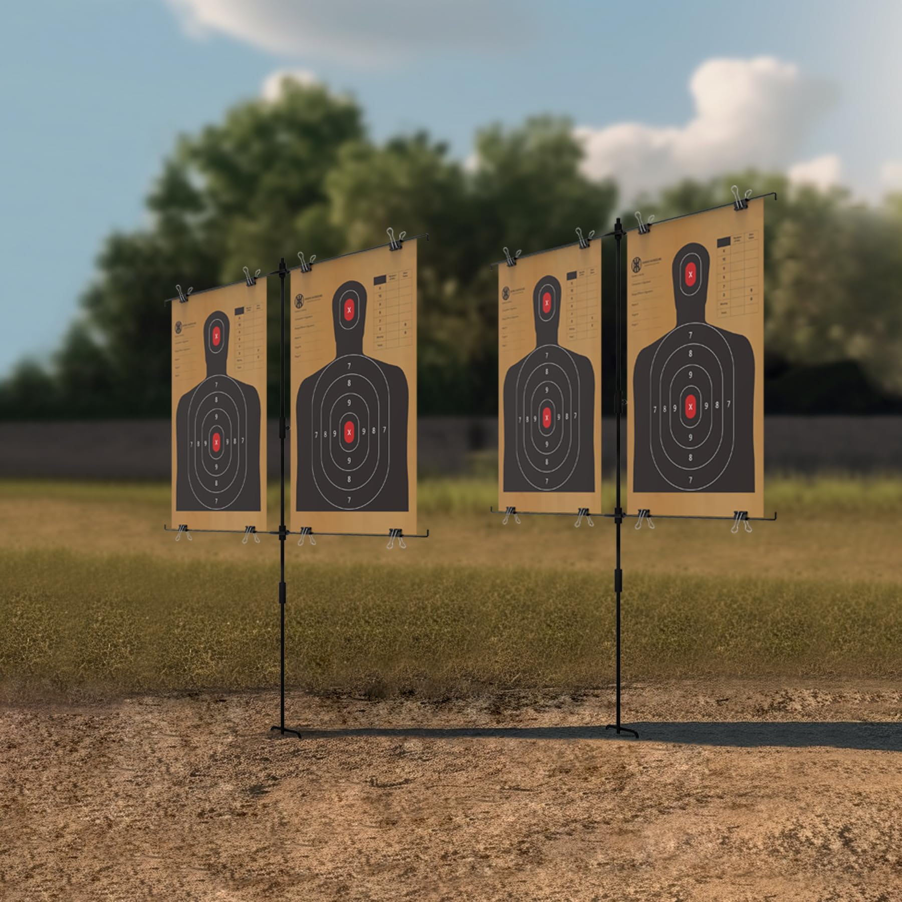 KNINE OUTDOORS Adjustable Shooting Target Stands, Paper Target Stand with 8 Metal Clips for Shooting Range, Adjustable Range from 3.2 to 26.0 Inches (2 Pack)