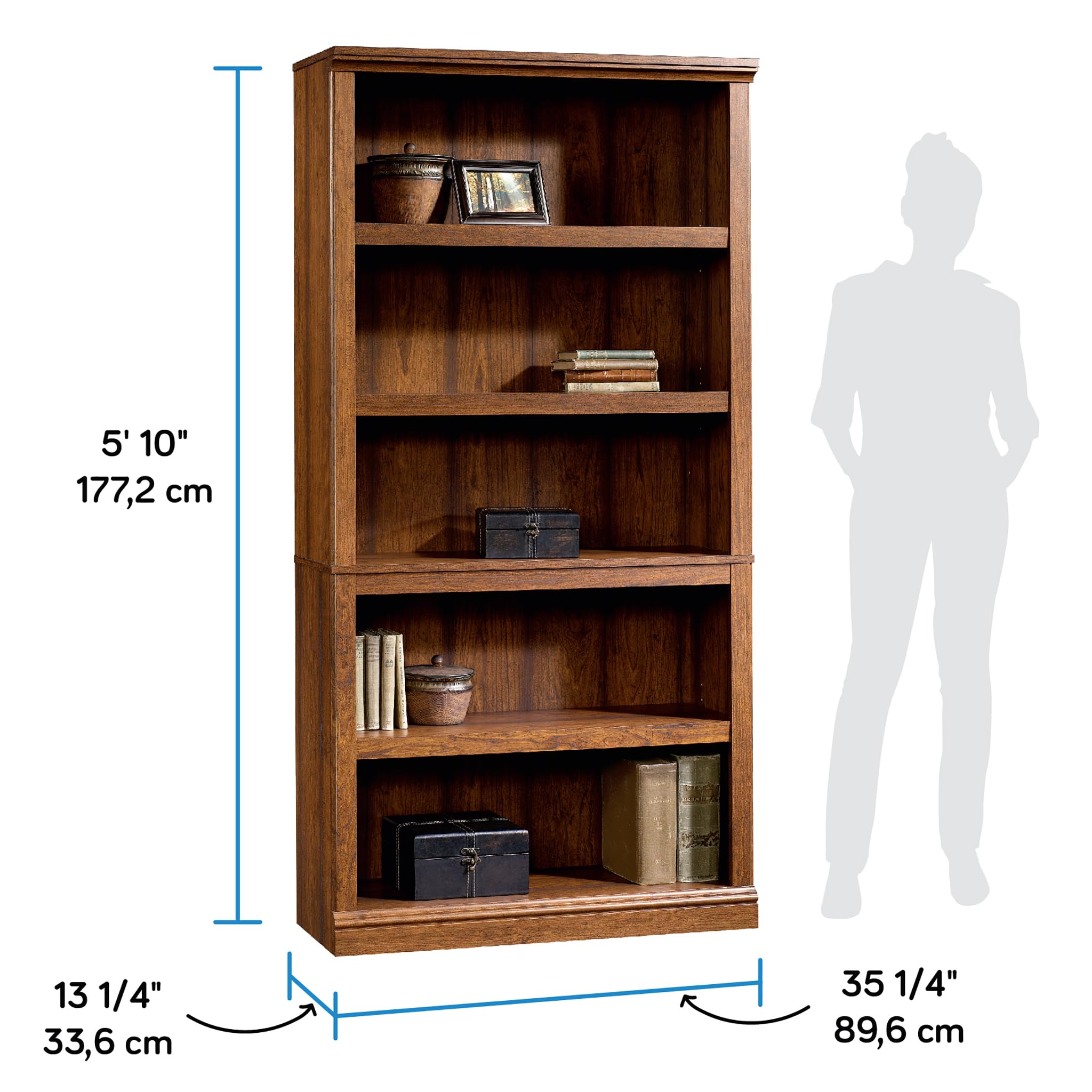 Sauder Miscellaneous Storage 5-Shelf Bookcase/ Book shelf, Washington Cherry finish