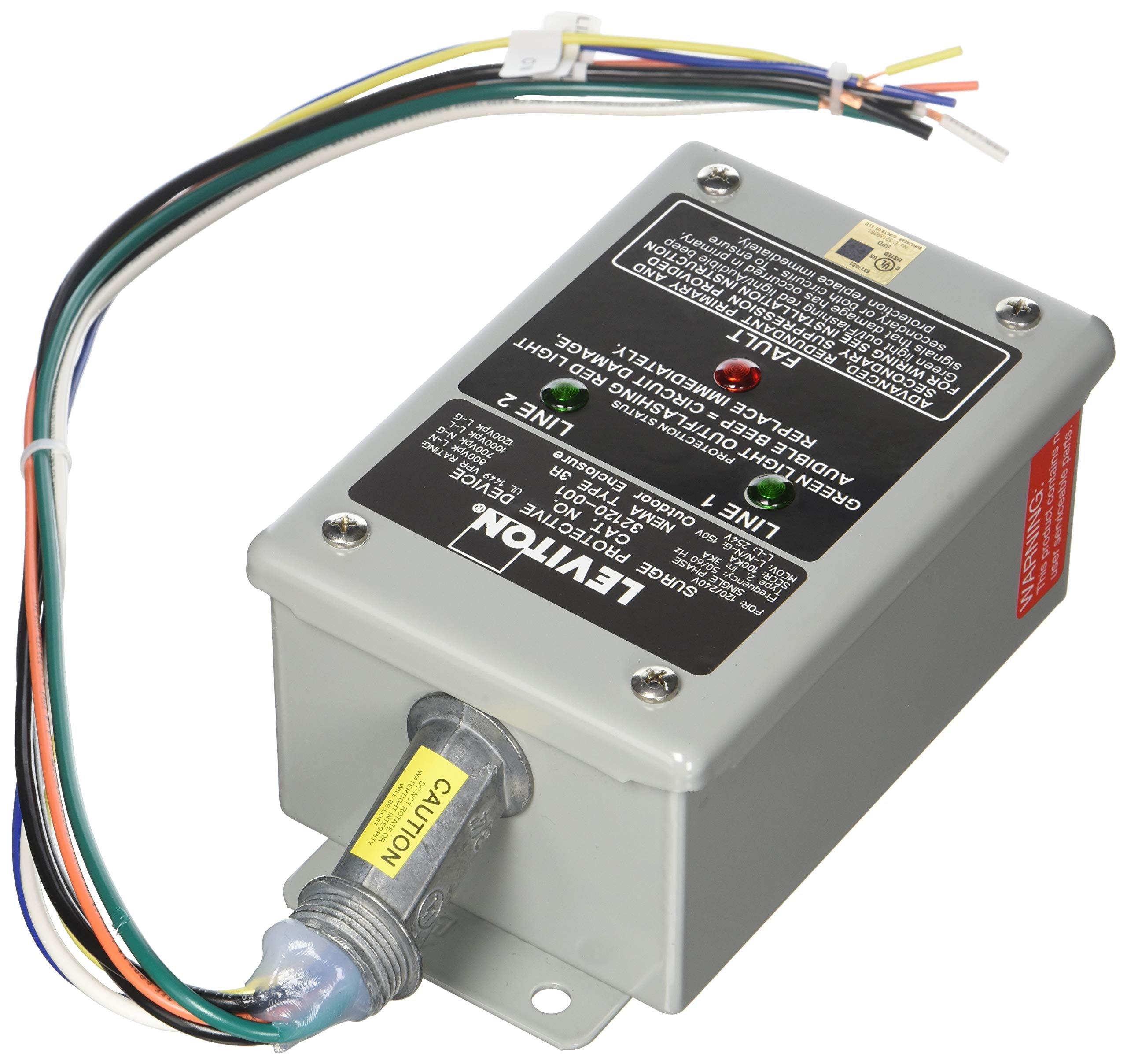 Leviton 32120-1 120/240 Volt Single Phase, Surge Panel, DHC and X10 Compatible, 80Ka L-N Max Surge Current