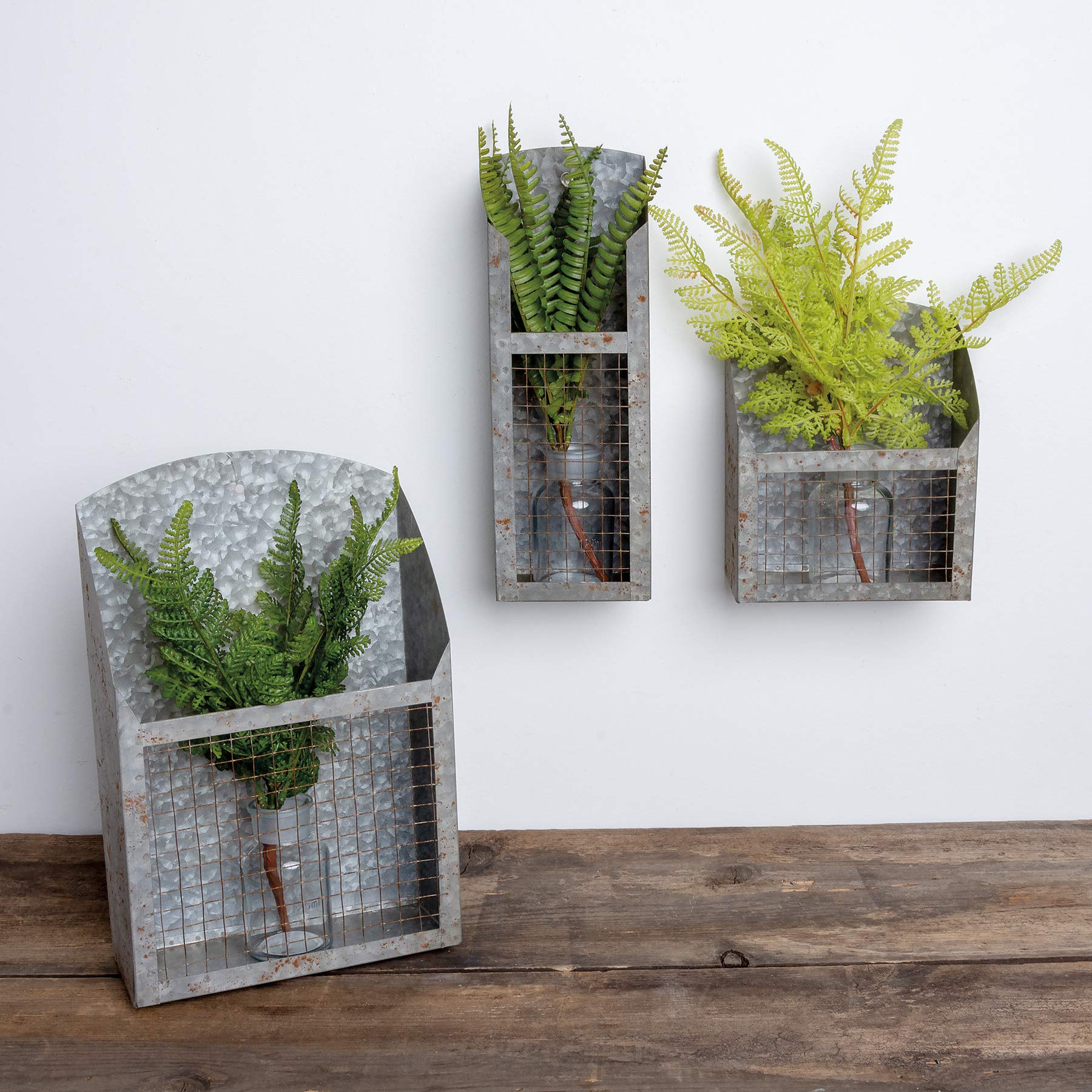 Primitives by Kathy Rustic Farmhouse Wire Bins - Handmade Galvanized Metal for Home and Kitchen Decor, Farmhouse Style