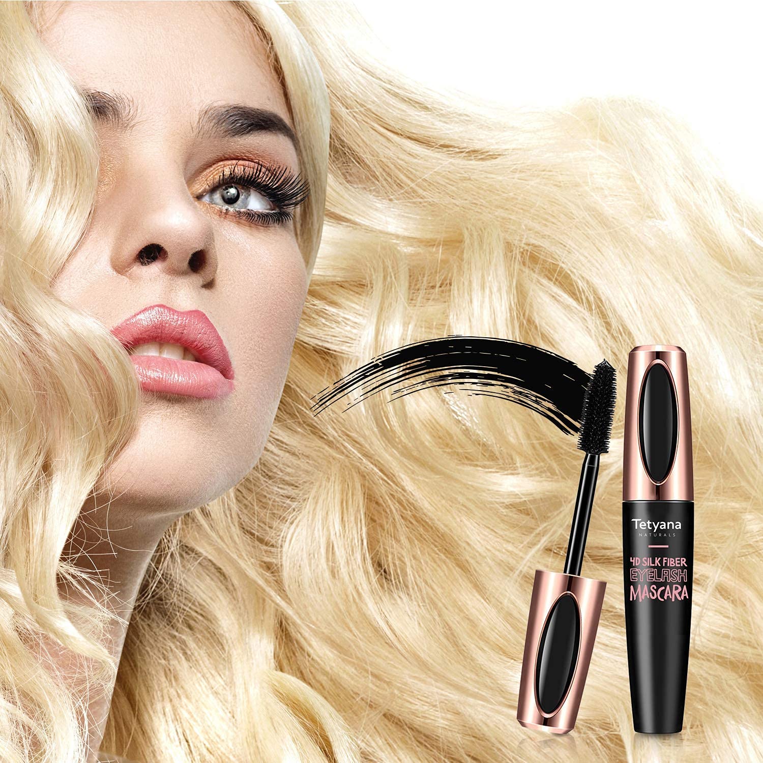 4D Silk Fiber Lash Mascara Waterproof, Luxuriously Longer, Thicker, Voluminous Eyelashes, Long-Lasting, Dramatic Extension, Smudge-proof, Hypoallergenic Formula