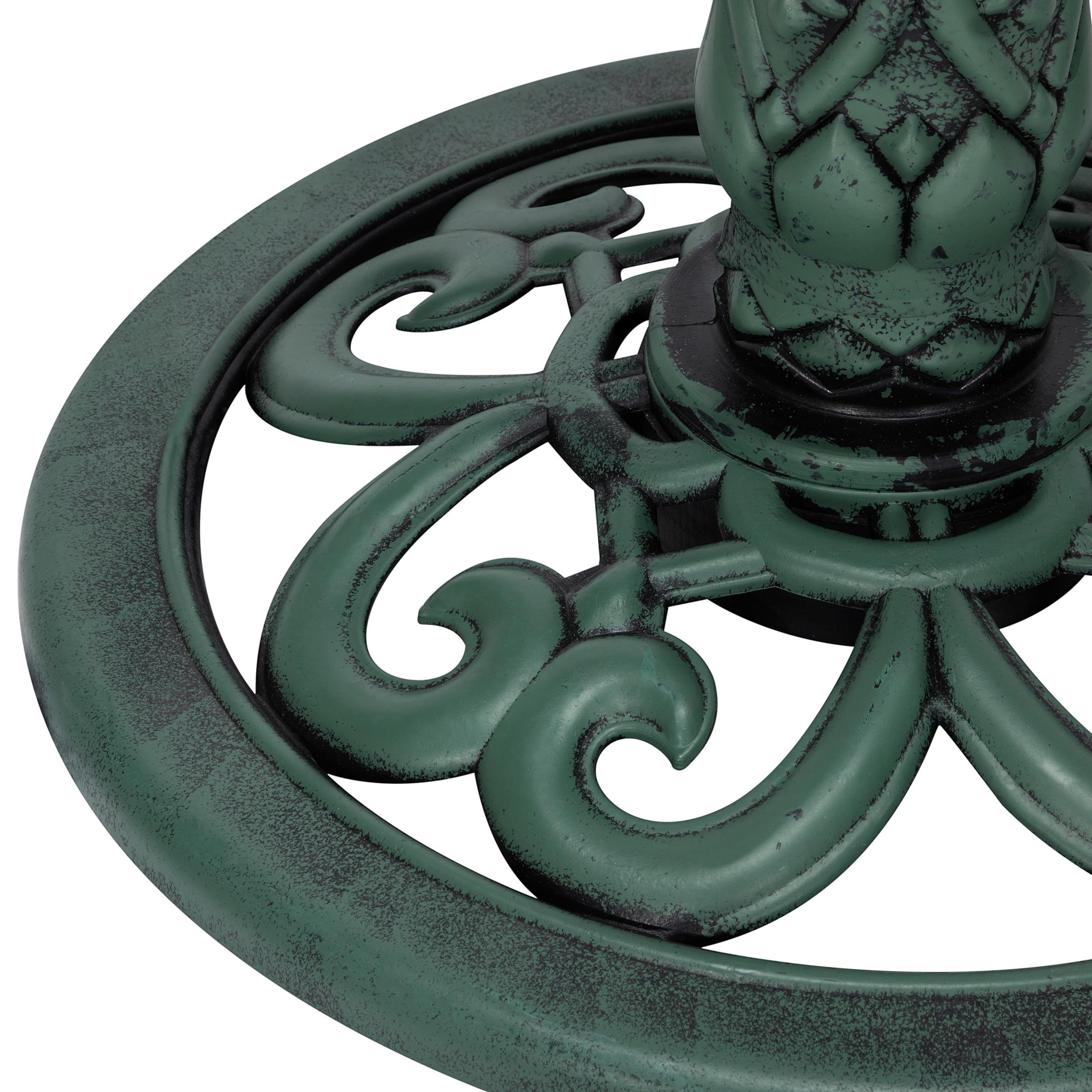 Alpine Corporation - TEC106 Outdoor Floor 3-Tiered Pedestal Water Fountain and Birdbath, Pedestal Waterfall Fountain, 35", Green - Relaxing Water Feature for Garden, Patio, Deck, or Yard