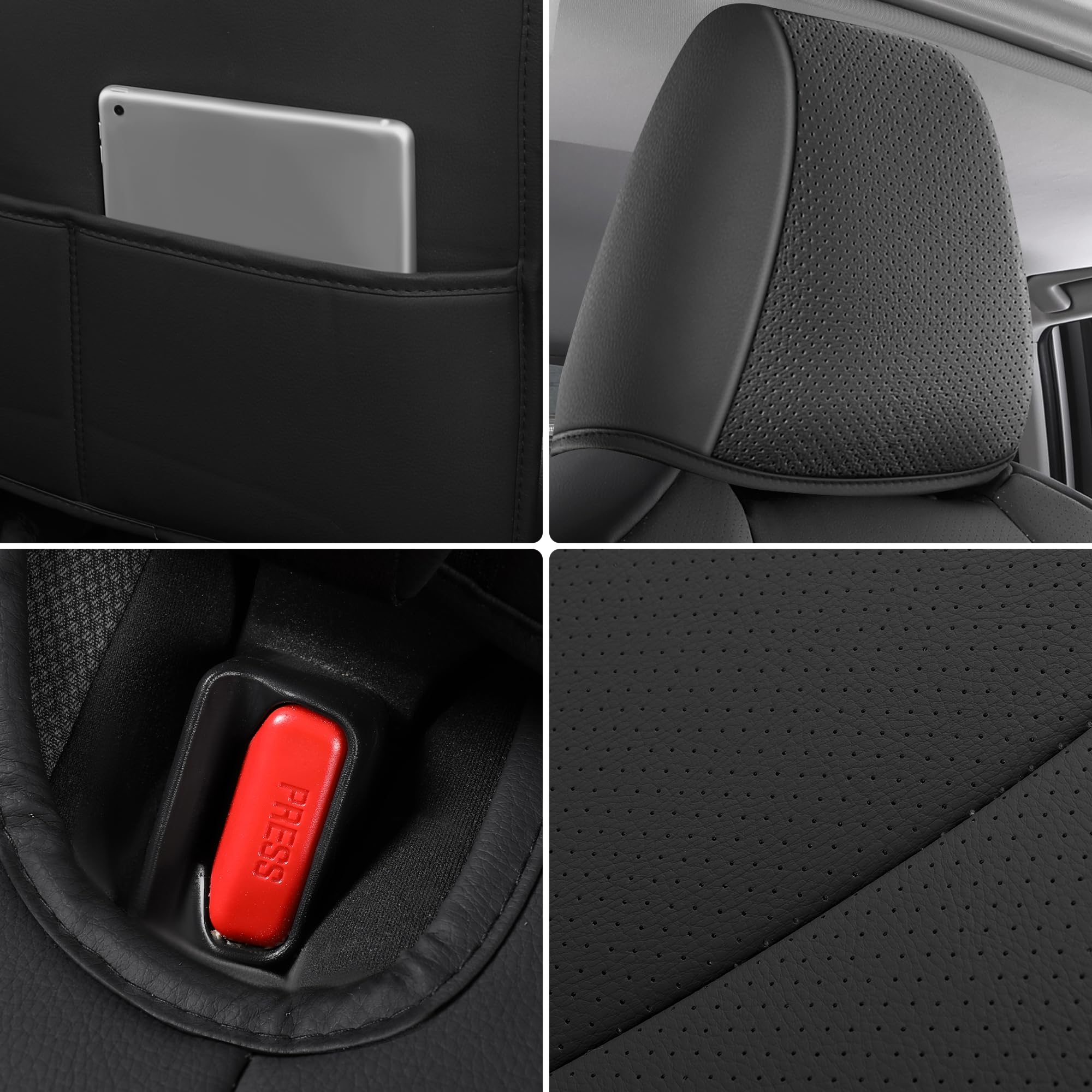 AOOG Leather Car Seat Covers Fit RAV4, Waterproof Faux Leather Seat Covers Custom Fit for Toyota RAV4 2019 2021 2022 2023 LE,XLE,XLE Premium, Limited (Front pair, Black)