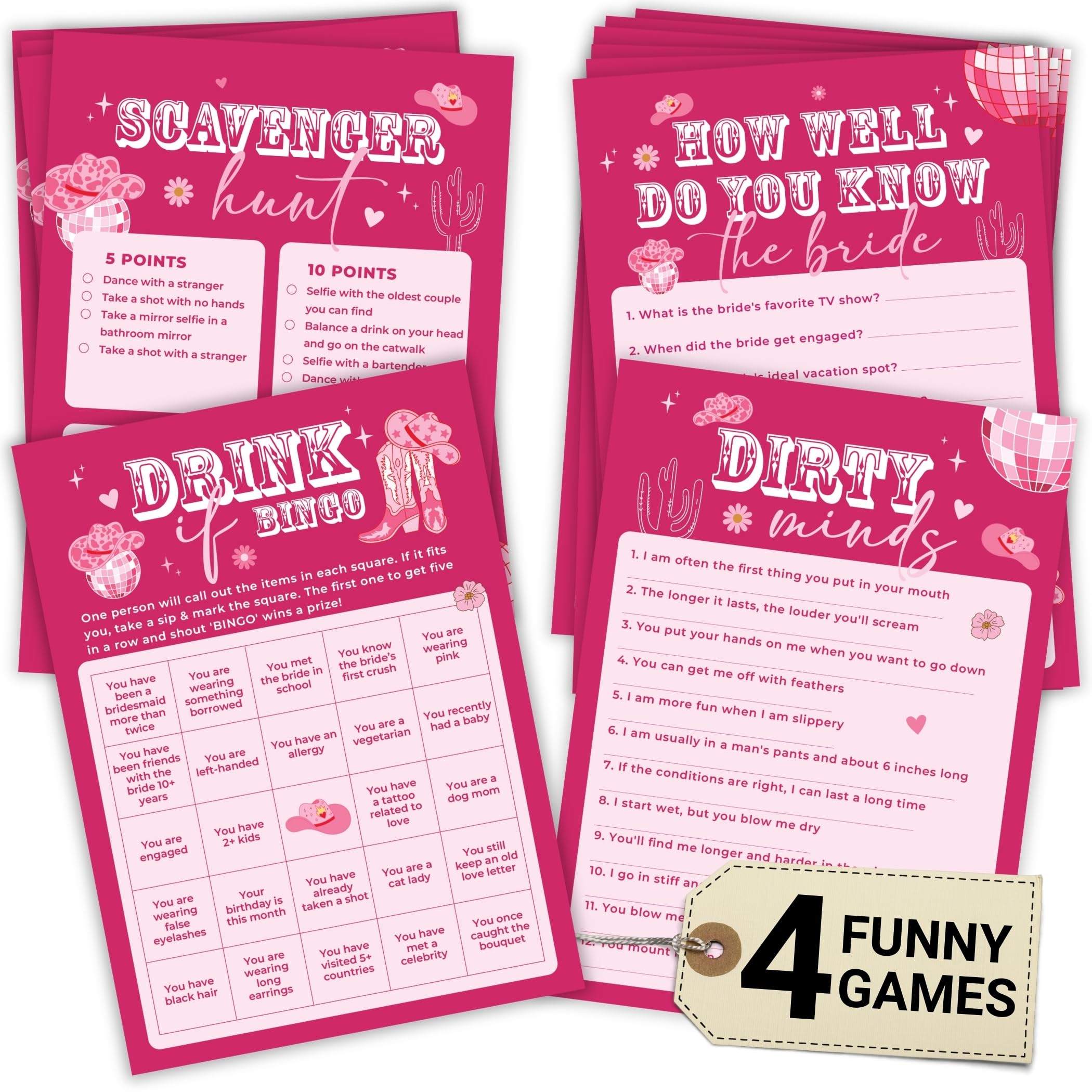 STOFINITY Funny Bachelorette Party Games - Bachelorette Games for Parties Scavenger Hunt, Bachelorette Bingo Card Games for Bridal Shower Games, Bach Games for Bachelorette Party Decorations