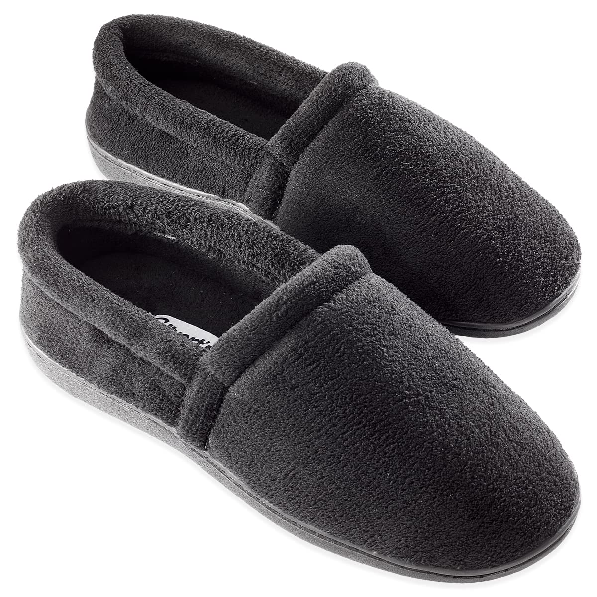 Silvert's Adaptive Clothing & Footwear Men’s Memory Foam Comfort House Slippers for Seniors - Black MED