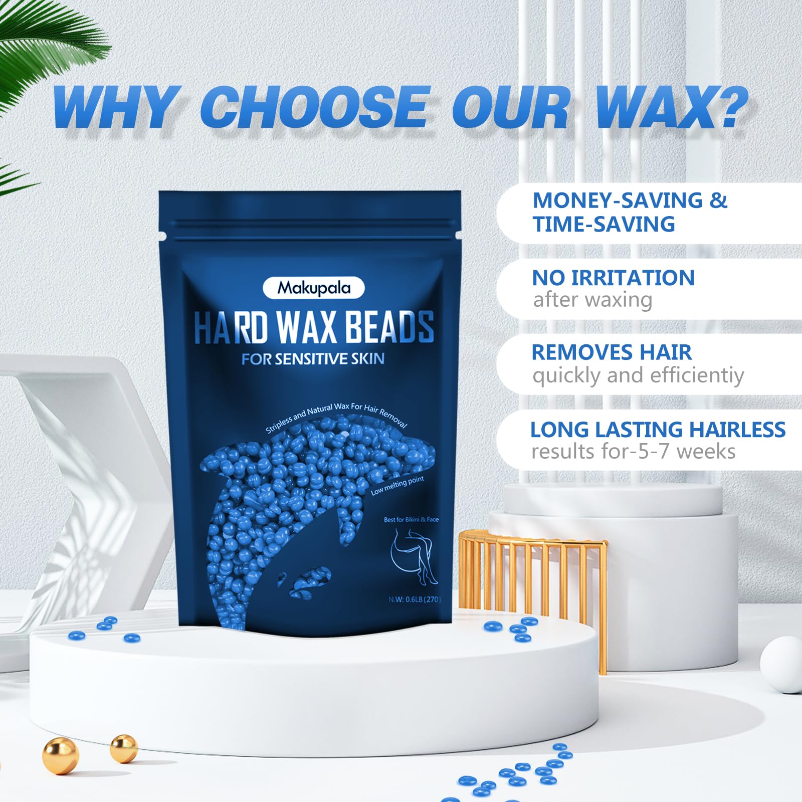 Hard Wax Beads, 16oz Scented Brazilian Waxing Bead for Sensitive Skin, Bikini, Body, Face, Coarse Hair Removal Wax Bead, Stripless Wax Bean, Women Men Beginner-Friendly Home Waxing Kit