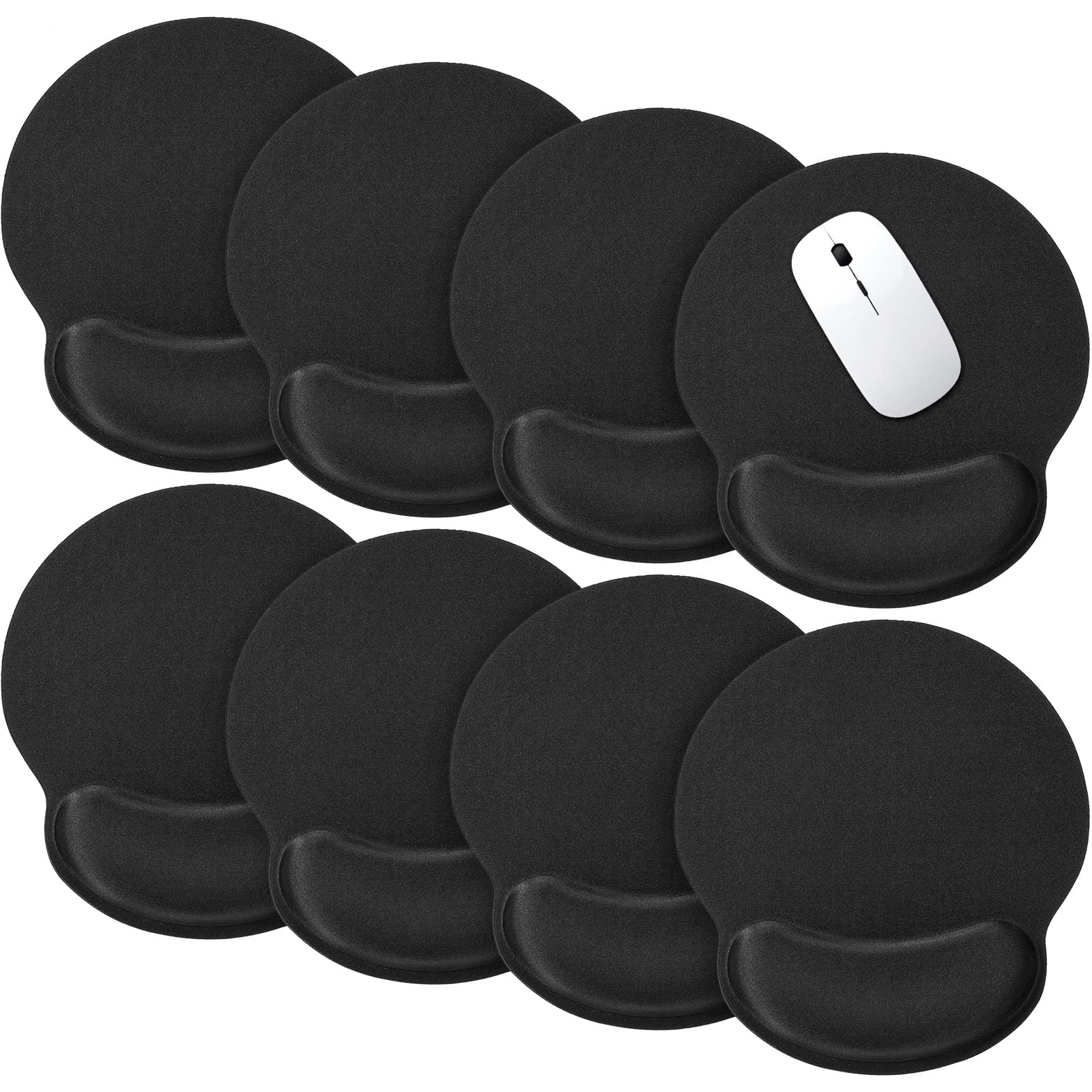 Yunsailing 8 Pack Ergonomic Mouse Pad with Wrist Rest Support Gel Memory Foam Mousepad Comfortable Computer Pad for Pain Relief(Black)