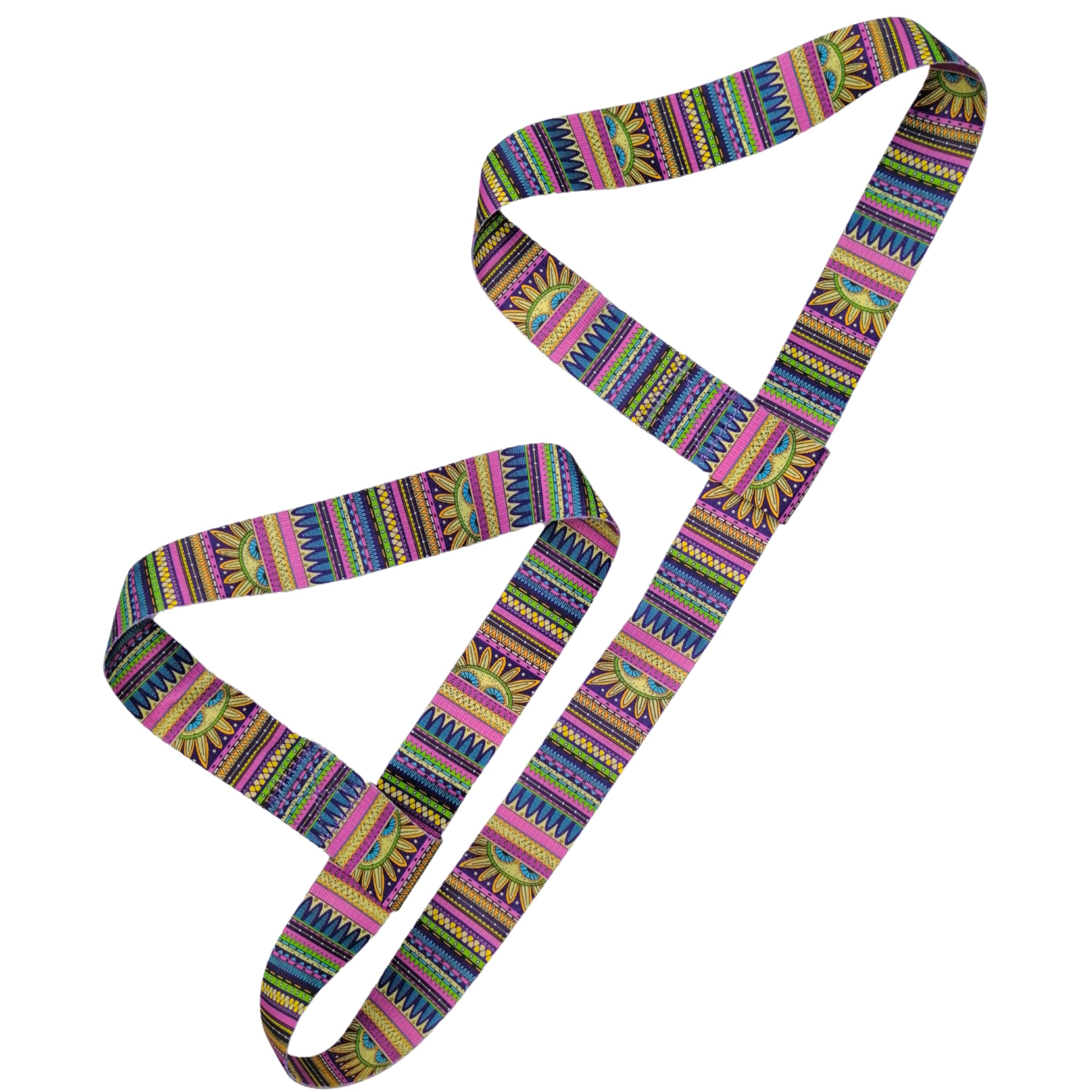Yoga Mat Straps for Carrying, Adjustable Yoga Mat Sling Carrier, Mat Holder Colorful Band, Anti-Slip, Multiple Color Choices (Sun)