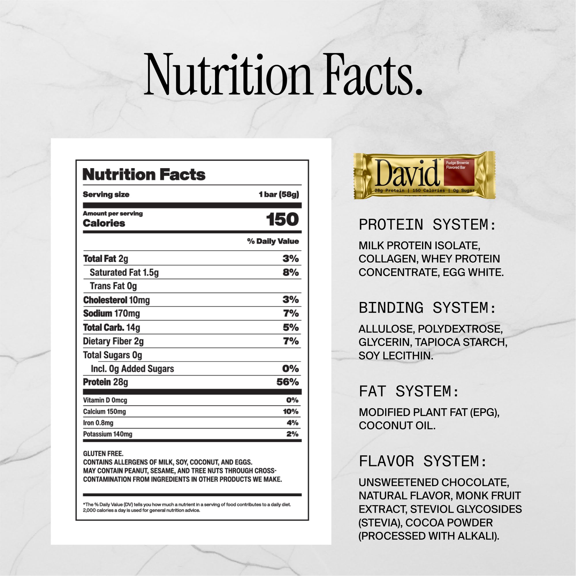 David, Protein Bar, Sample Pack, Variety Pack, Pack of 4 Protein Bars | 28g of Protein | 150 Calories | 0g of Sugar - High Protein, Low Carb, Gluten Free Protein Bar