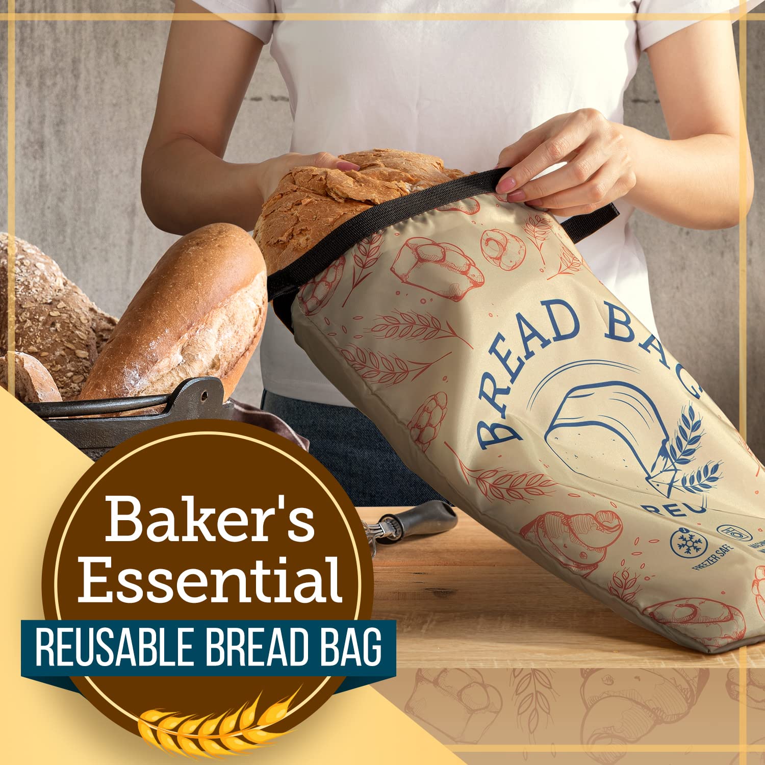 IMPRESA [3 Pack] Reusable Bread Bags - Double Seal Bread Freezer Bags to Lock in Freshness - Dishwasher & Washing Machine Safe - Homesteading Essentials