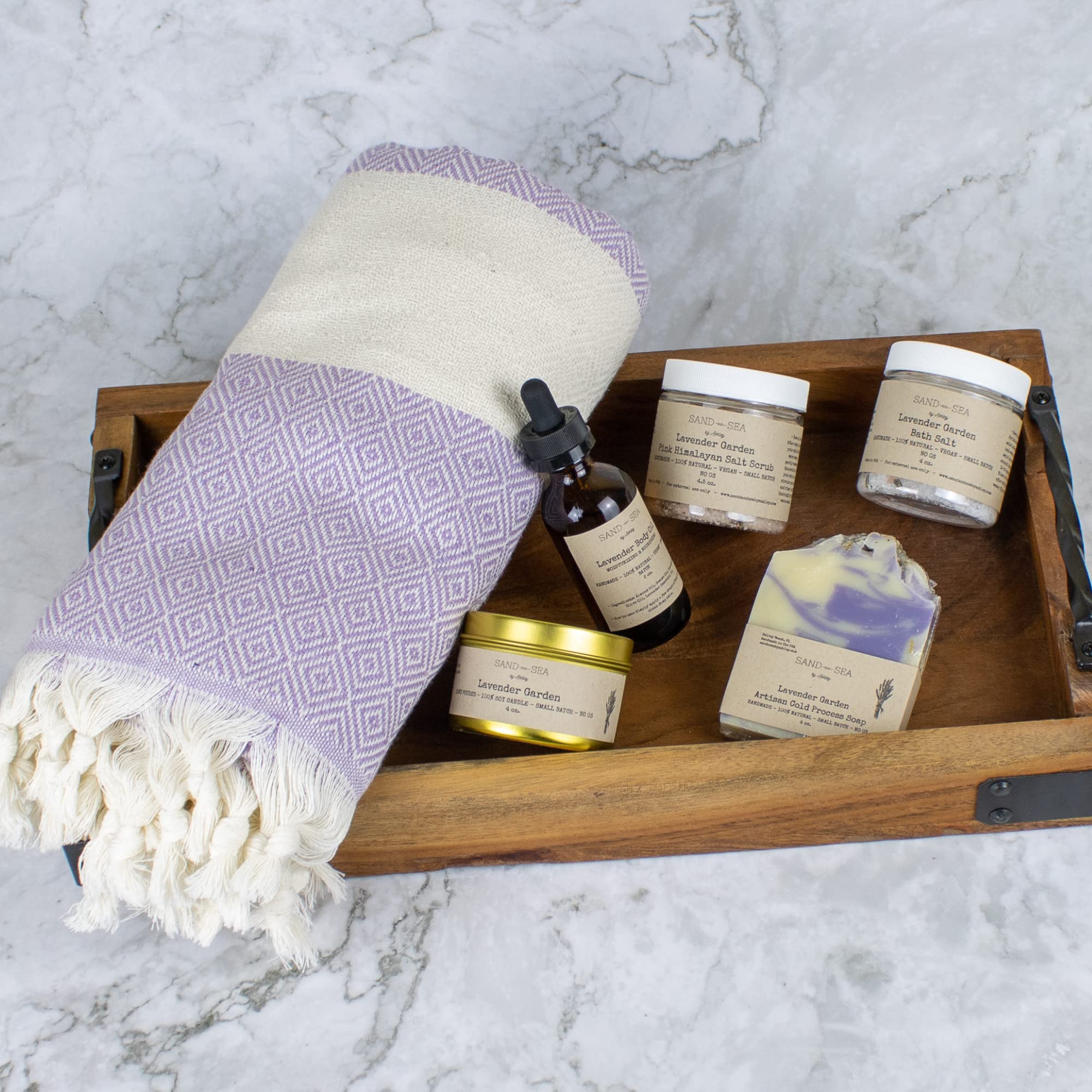 Bath Gift Set for Women, Handmade Gifts For Women, Relaxing, Pampering & Beauty Gift Basket, Unique Spa Kit for Woman, Mom, Best Friend Self Care Gift Box 13 pc (Lavender Garden)