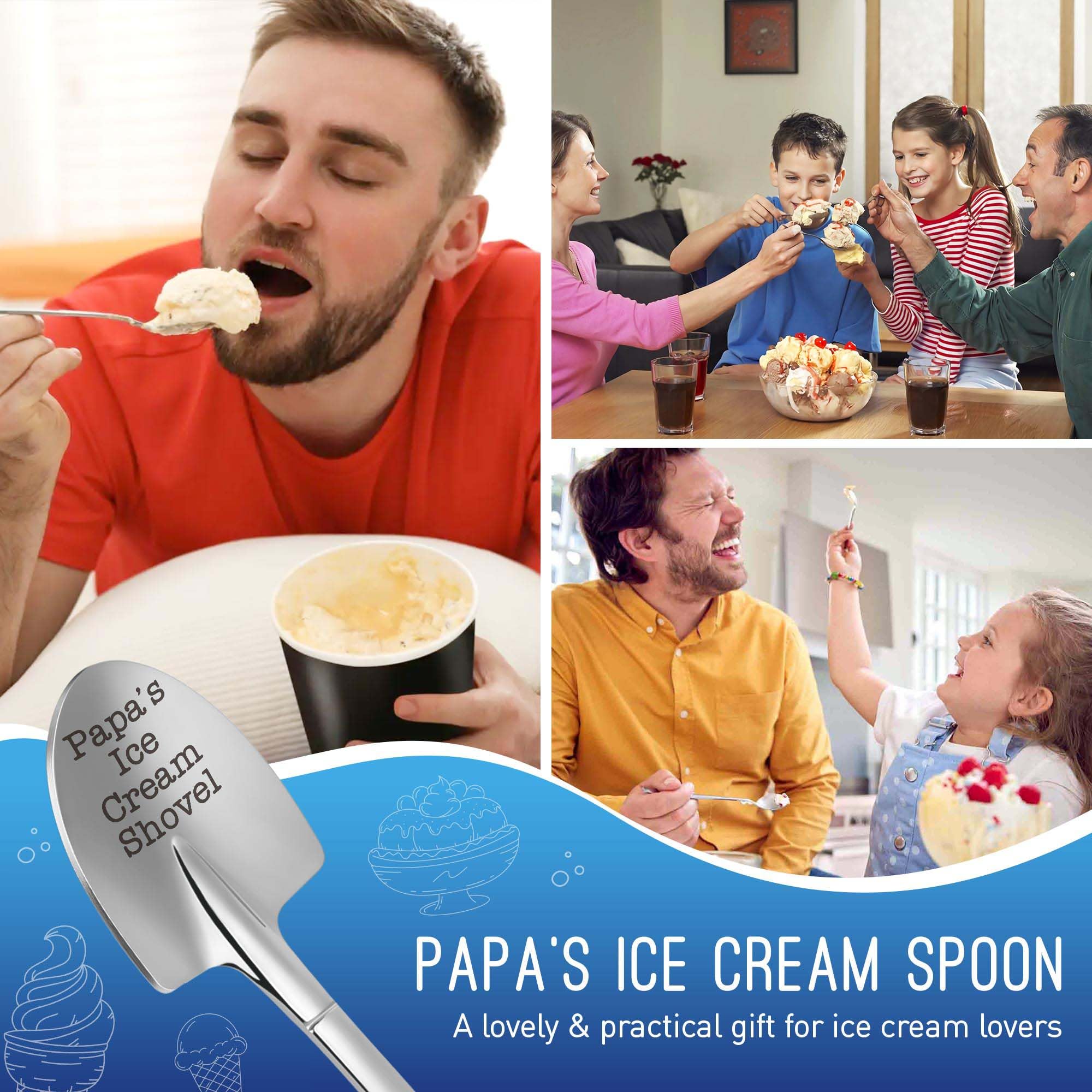 Grandpa Christmas Papa Xmas Gifts Funny Dad's Ice Cream Shovel Spoon Presents for Daddy Grandfather Pops, Dad's Birthday, Fathers Day for Dads Grandpas, from Grandkids, Grandchildren