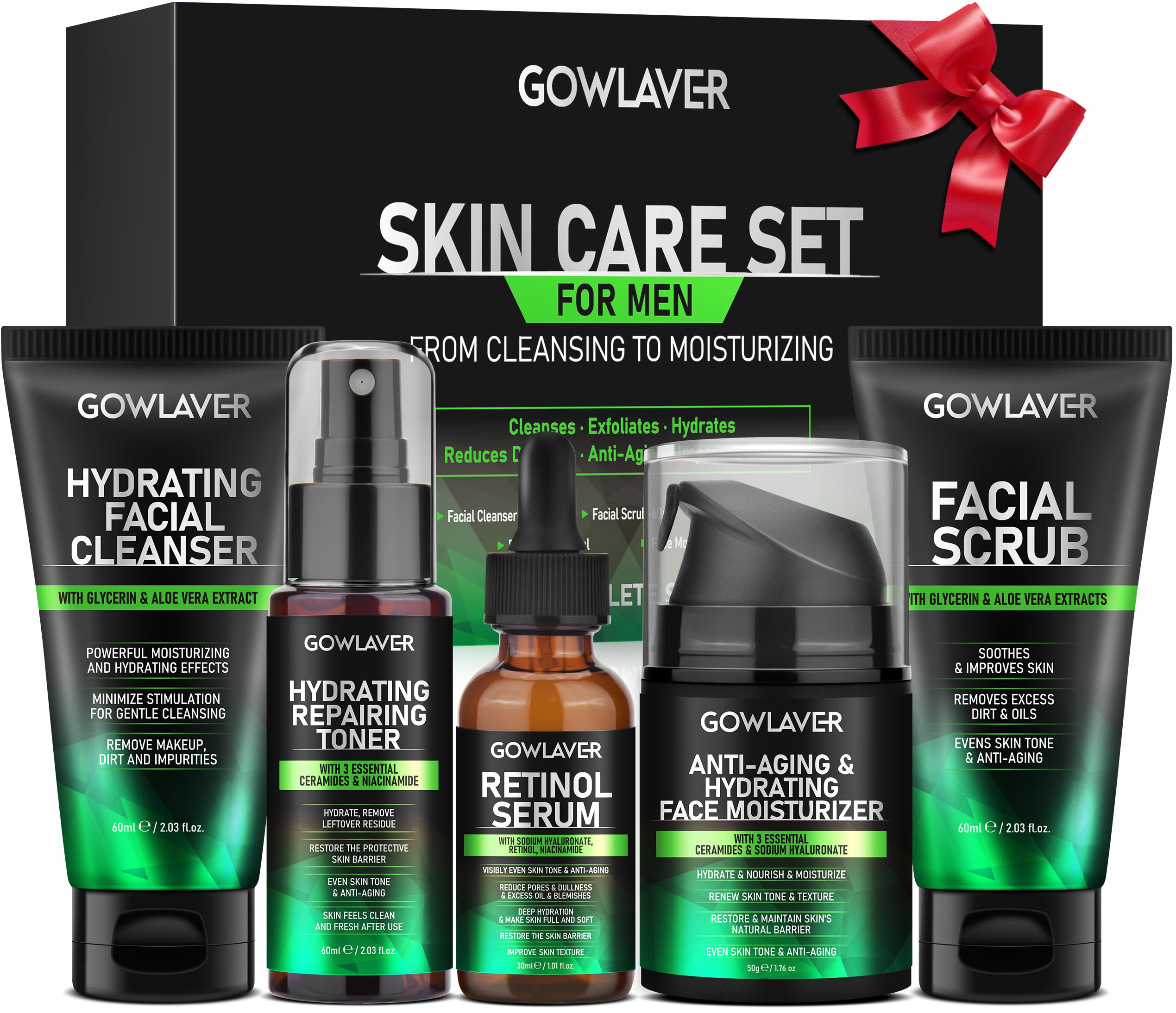 Mens Christmas Gifts,Skin Care for Men,Deeply Hydrates Reduces Dullness Anti-Aging Mens Skin Care,Stocking Stuffers for Men Him Dad Boyfriend Husband Fathers Day Birthday Valentines Day Gifts for Him