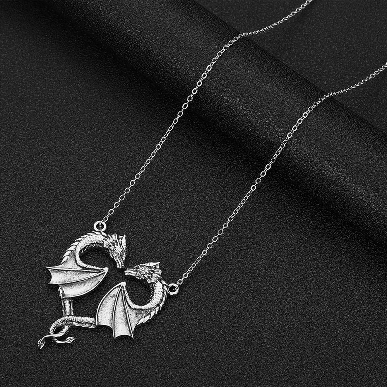 Valentine's Day Gifts Double Dragon Heart Necklace for Couples Cool Dragon Wings Necklace for Her Girlfriend Wife Mom, Amazon Haul Items