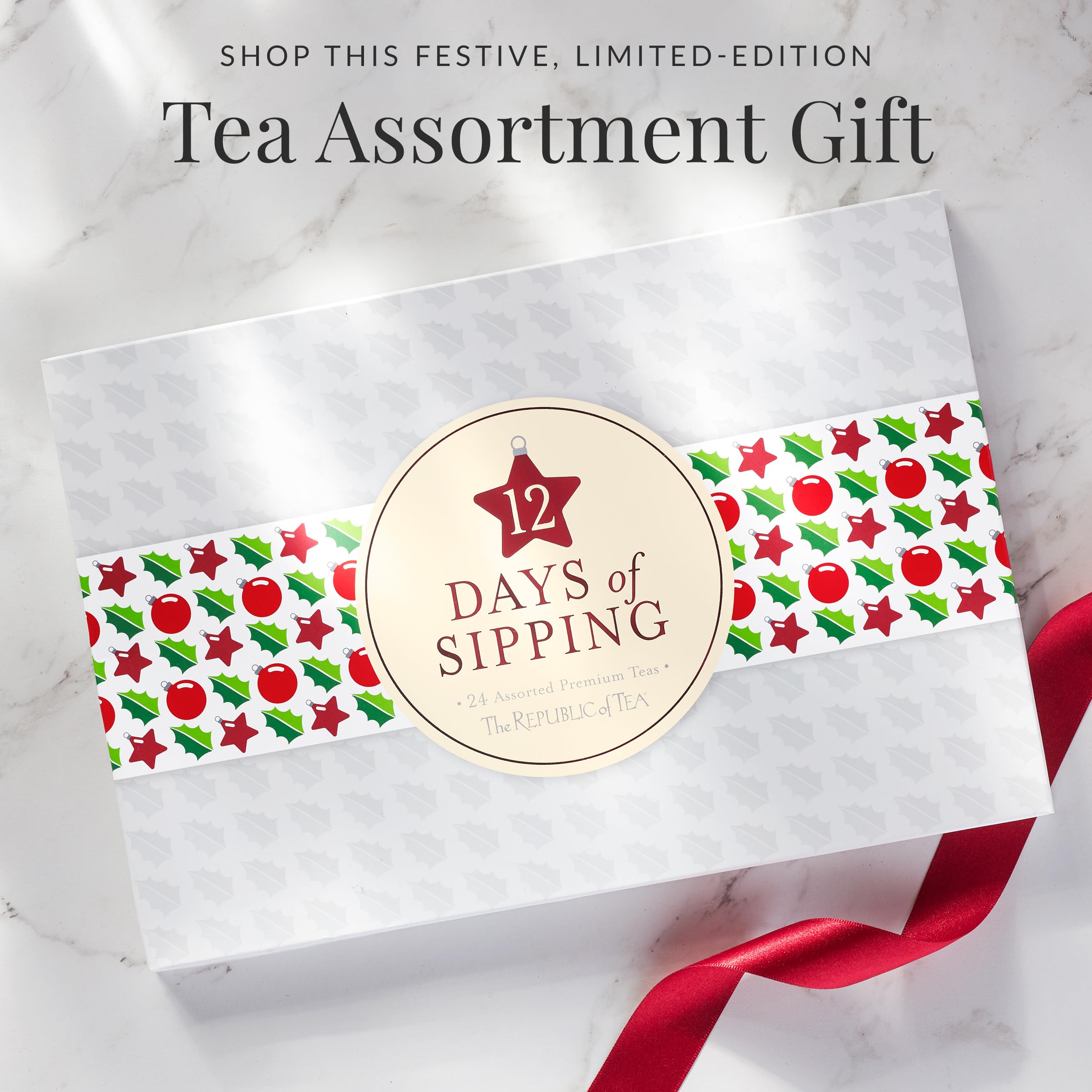 The Republic of Tea - 12 Days of Sipping Holiday Tea Gift Assortment, 24 Tea Bags, Countdown to Christmas Advent Calendar