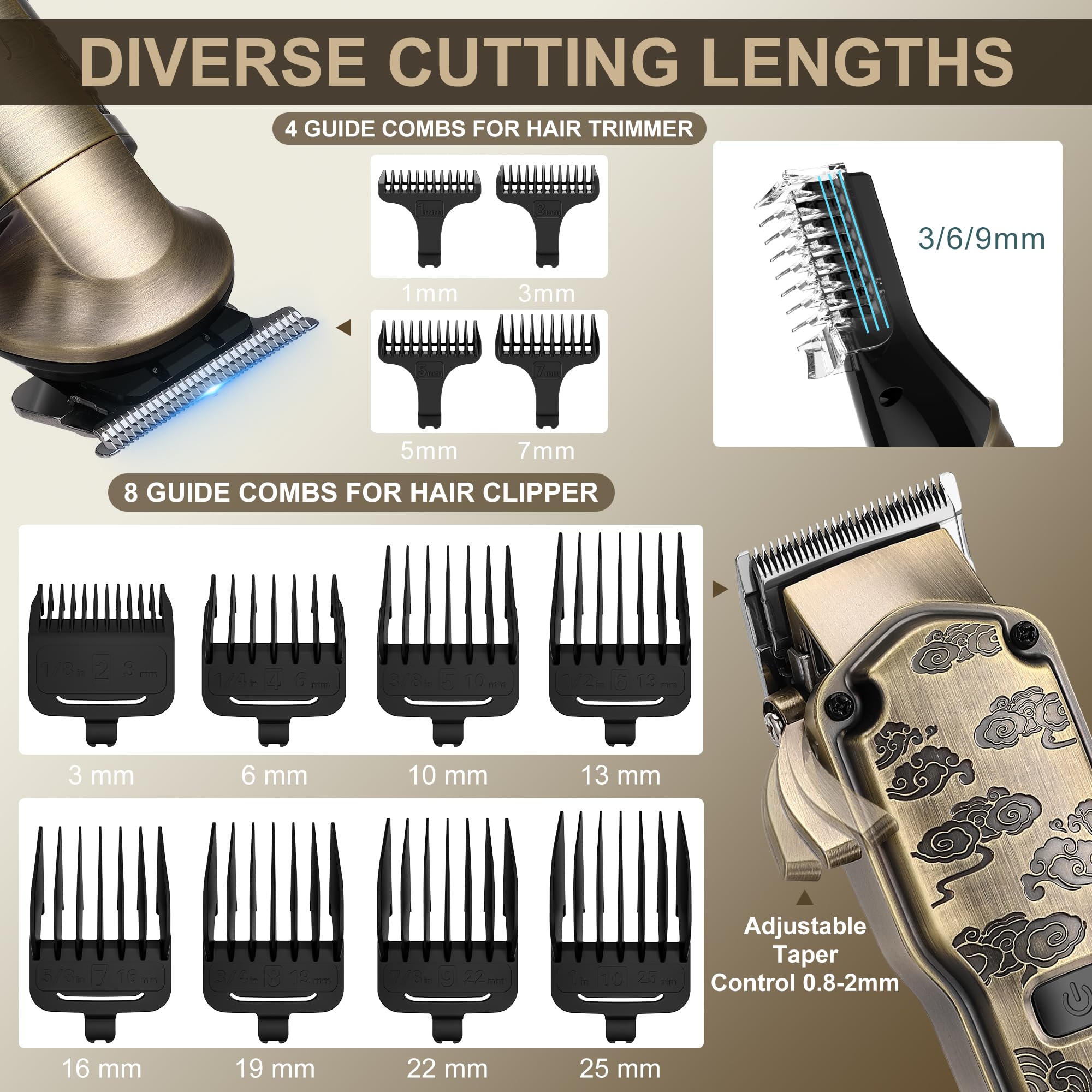 Hatteker Professional Hair Clippers for Men Beard Trimmer Clippers and Trimmer Set Waterproof T-Blade Trimmer Cordless Grooming Kit Nose Body Hair Trimmer Barber Clippers Hair Cutting Kit