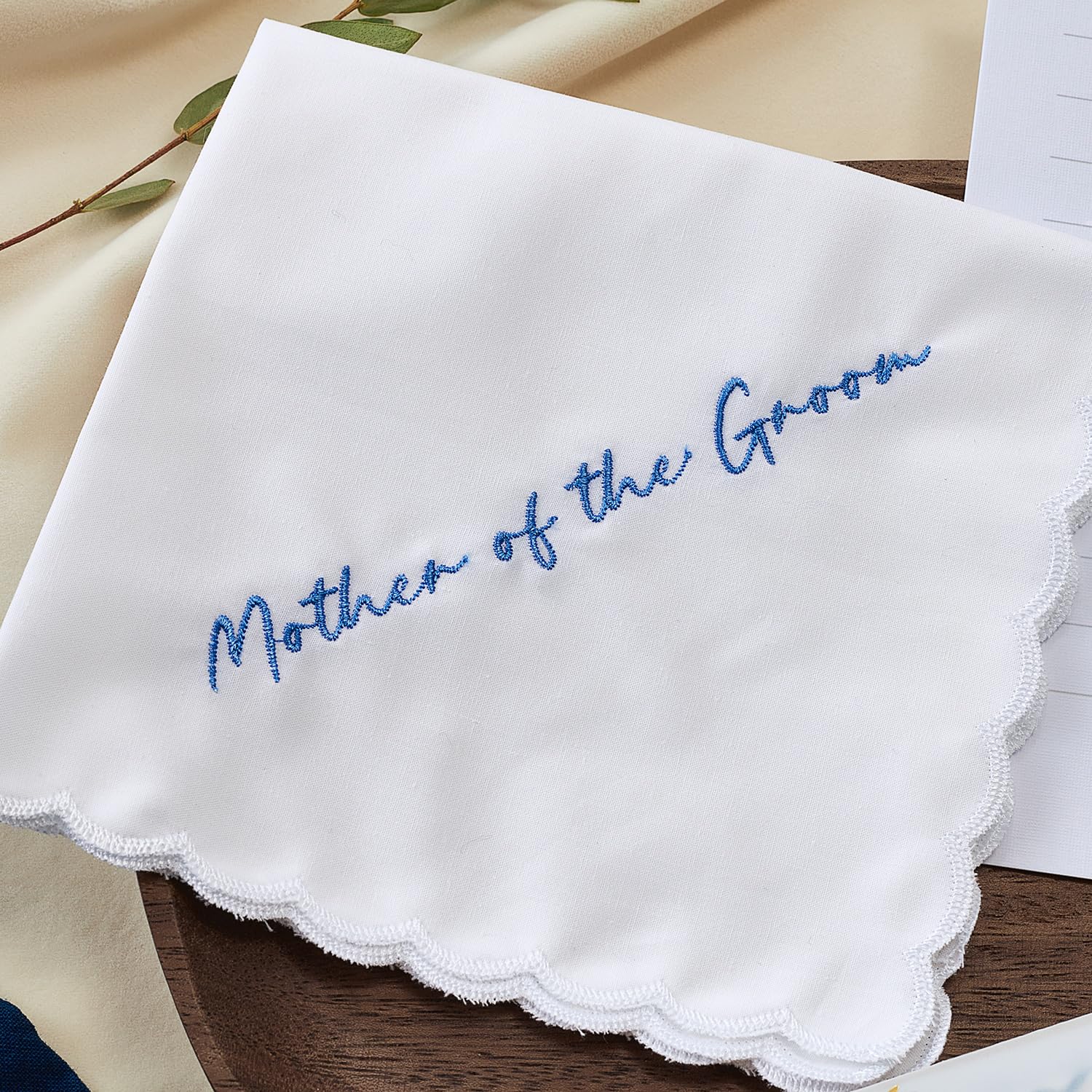 TRULIVA Mother of the Groom Gifts from Bride, Wedding Handkerchief, Embroidered, 12" x 12"