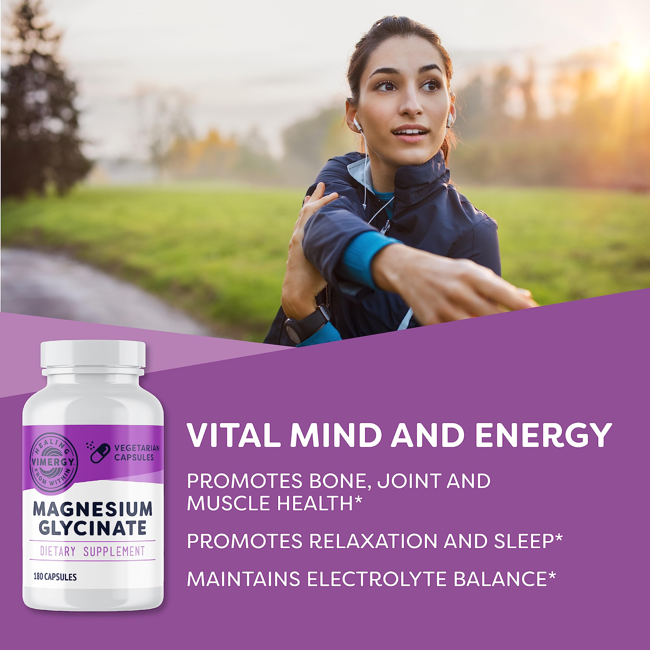 Vimergy Magnesium Glycinate, 90 Servings – with Turmeric & Ginger - Promotes Relaxation & Sleep – Supports Bone, Muscle & Heart Health - Gluten-Free, Kosher, Vegan & Paleo Friendly, Capsule