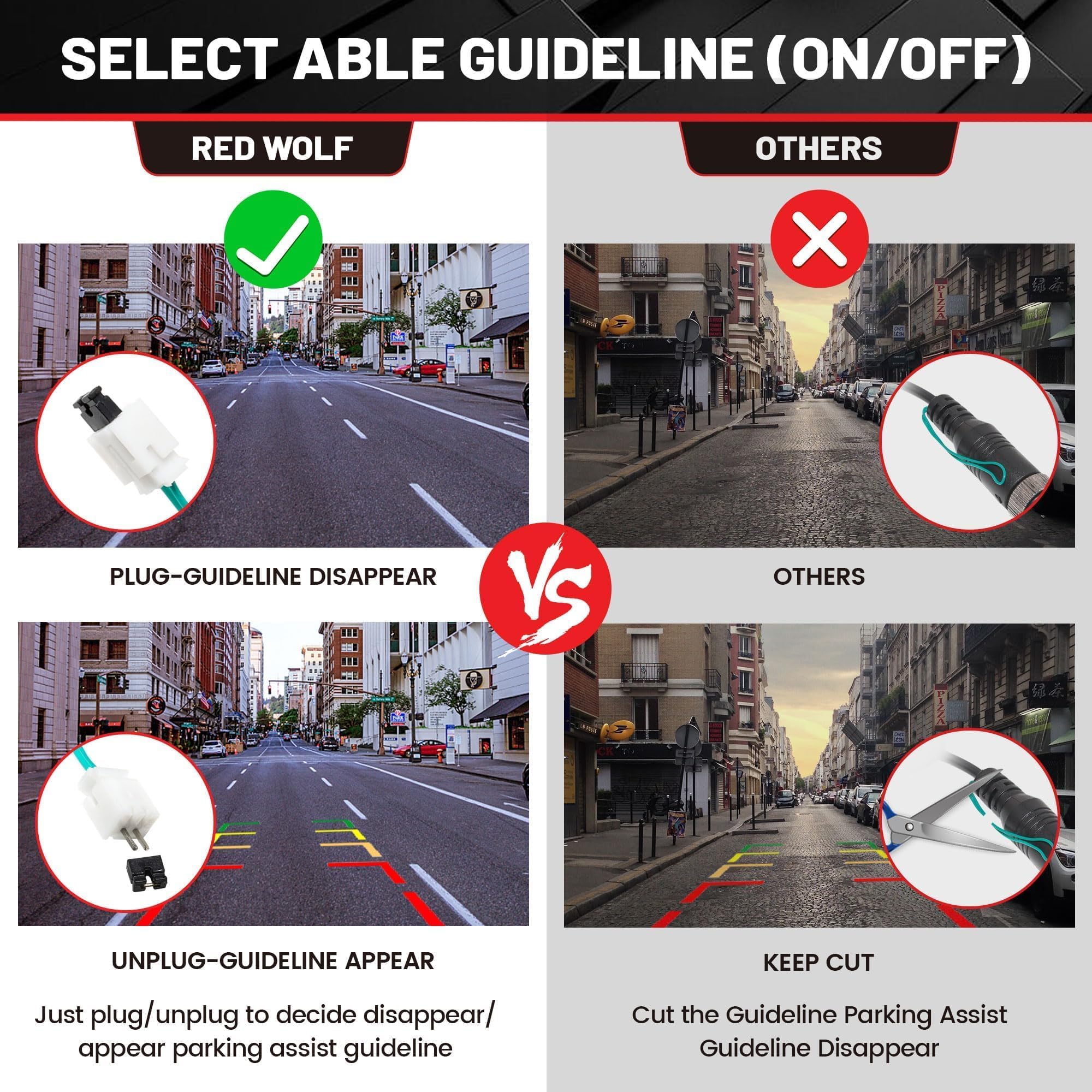 RED WOLF Tailgate Handle Backup Camera Fit for 1999-2006 Chevrolet Chevy Silverado/GMC Sierra 1500 2500 3500HD Pickups Reverse Rear View Backup Camera, Waterproof Guideline w/12V Power Cable RCA Plug