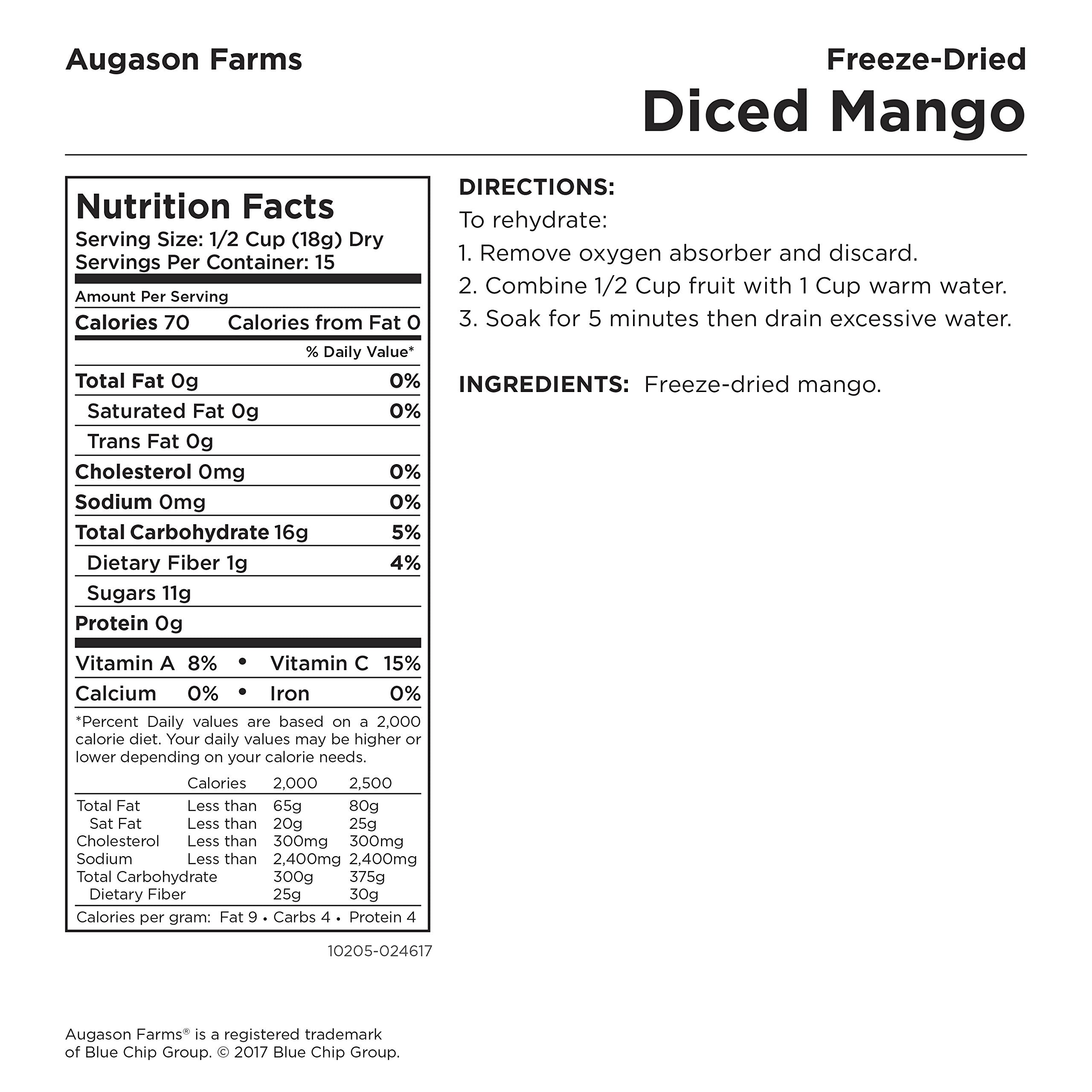 Augason Farms Freeze Dried Diced Mango 9.52 oz No. 10 Can