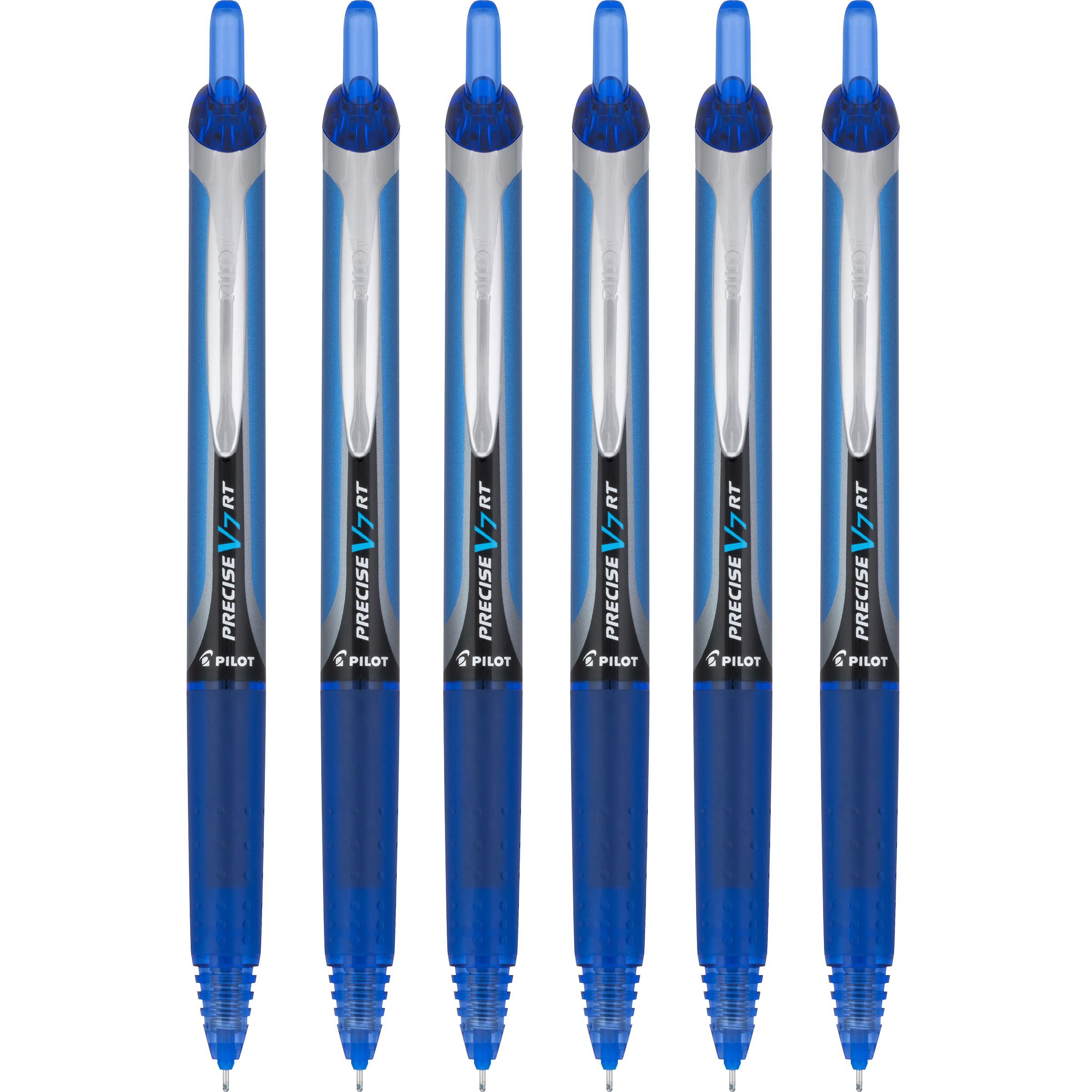 Pilot Precise V7 RT Retractable Rolling Ball Pens, Fine Point, Blue Ink, 6 Pack