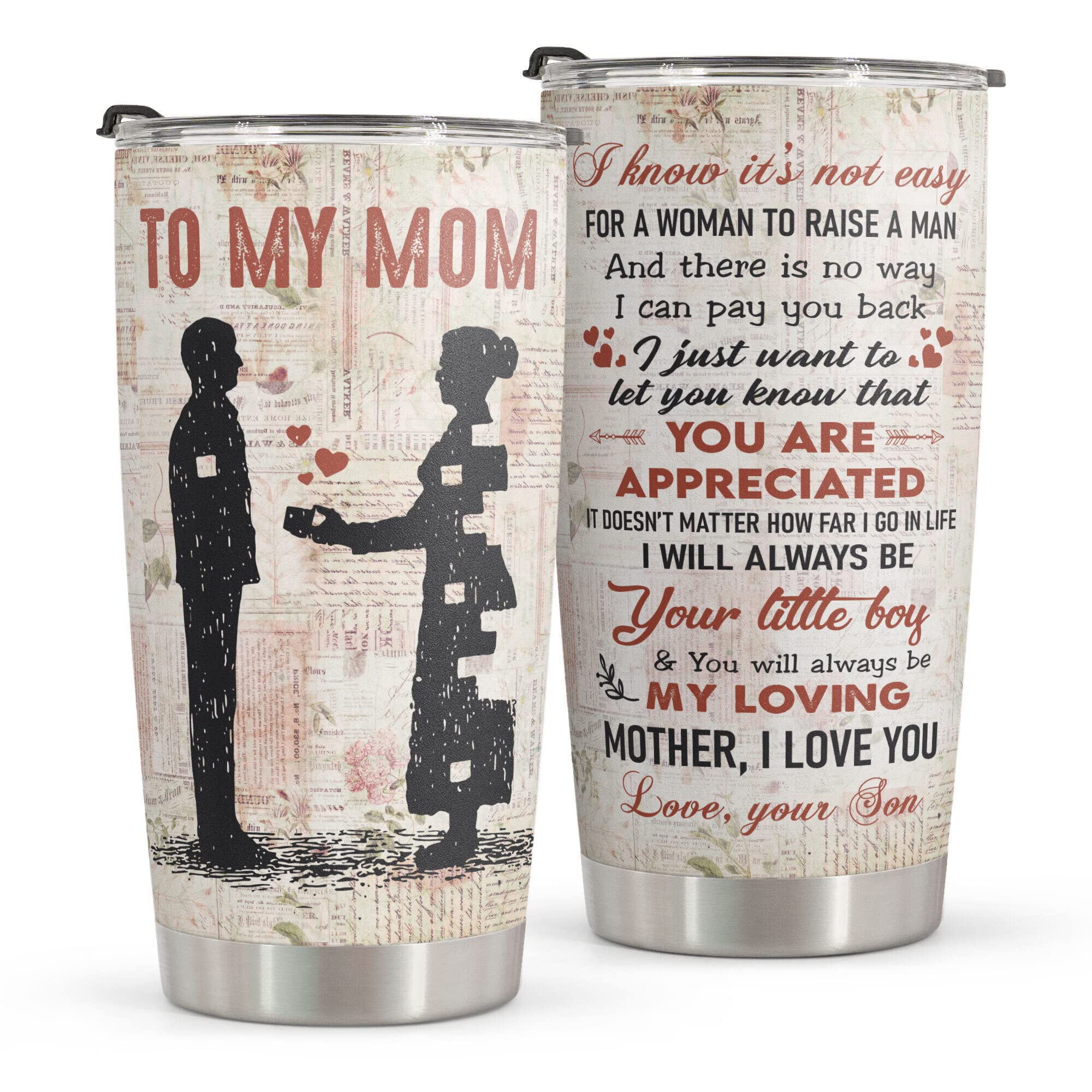 Macorner Gift For Mom From Son - Birthday Gifts for Mom & Christmas Gifts From Son - Mom Gifts From Kids Mothers Day Gifts For Women - Mother's Day Gifts For Mom From Son Stainless Steel Tumbler 20oz