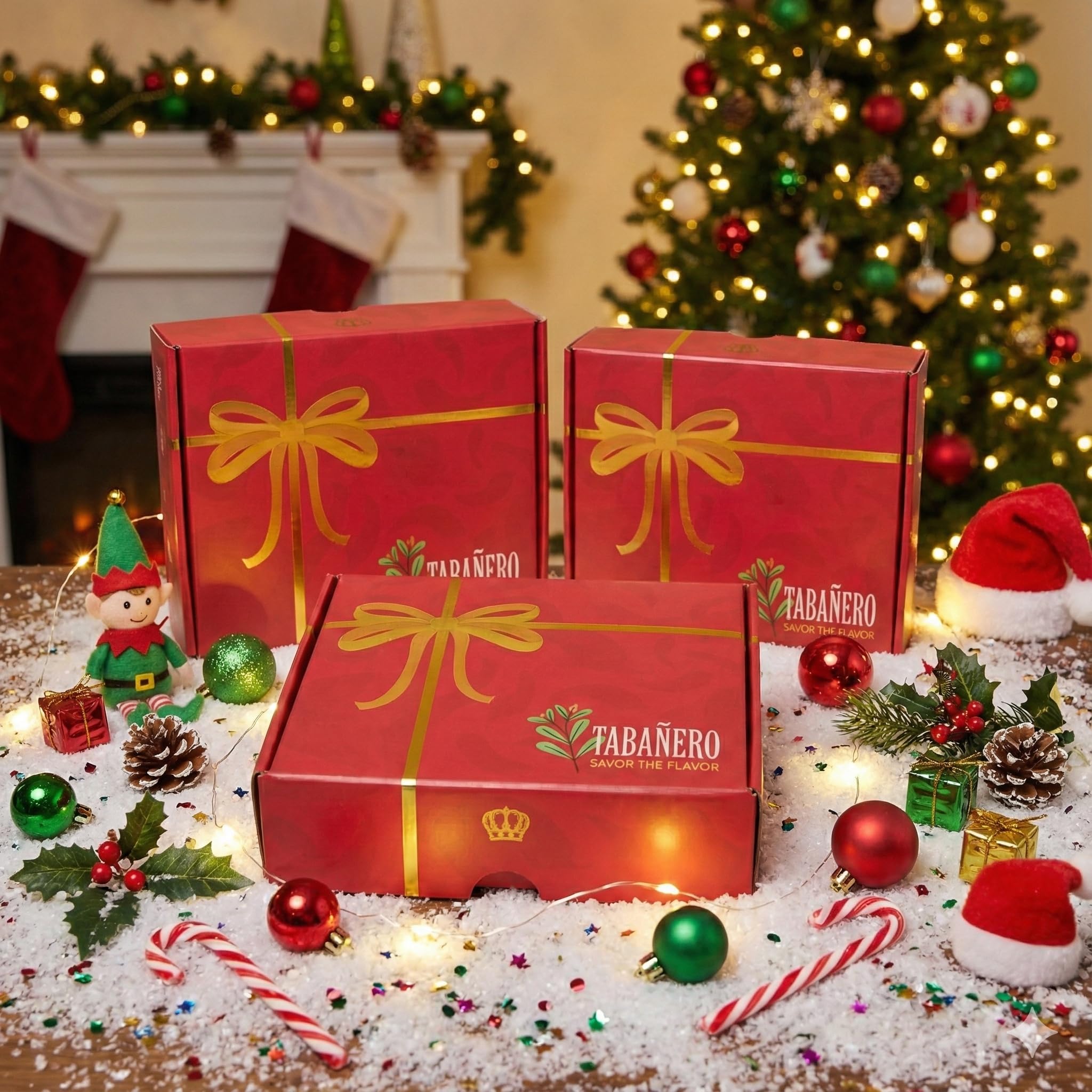 Tabañero Mini Hot Sauce Gift Set, Holiday Gift Box with Sriracha Honey, Sweet and Spicy, Key Lime and XXX Flavors, 4-Pack, 1.7oz Hot Sauce Bottles, All Natural, Gluten Free, Low Sodium, Kosher, Made in the USA, Easter Gifts for Men