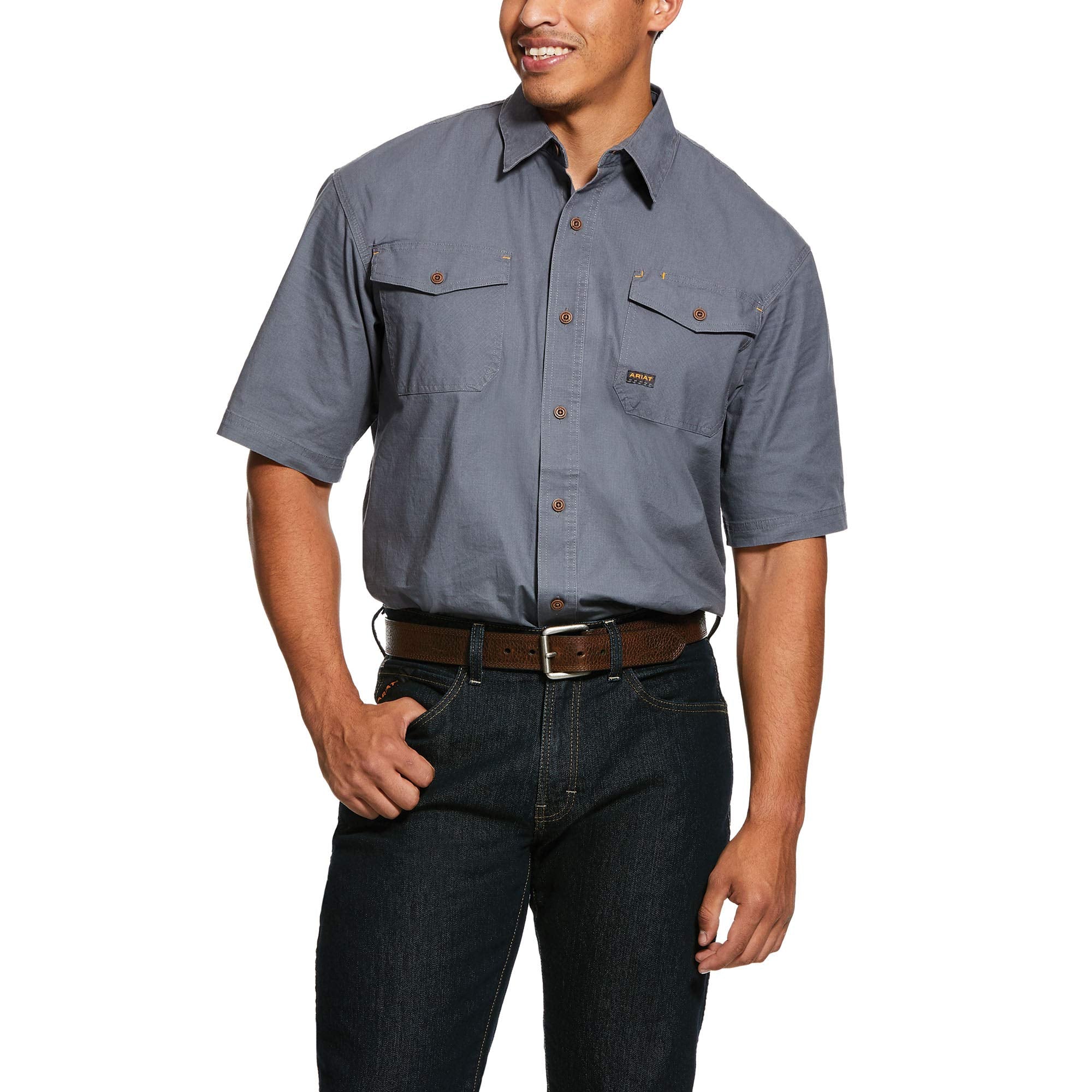 Ariat Male Rebar Made Tough DuraStretch Work Shirt Steel X-Large