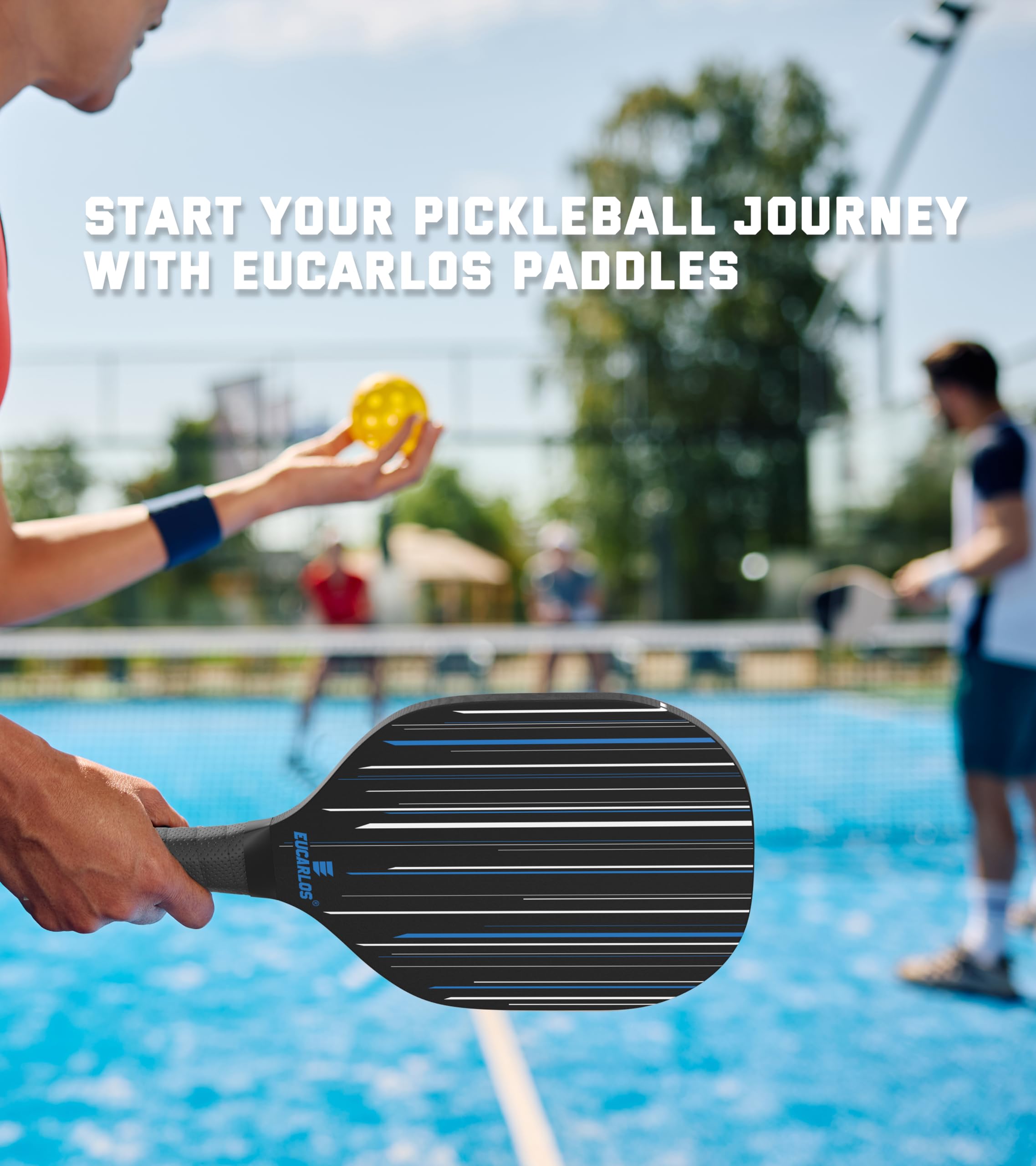 EUCARLOS Pickleball Paddles Set of 2, Pickleball Set of 2 Premium Paddles, 2 Pickle Balls and 2 Cooling Towels, Powerful Pickleball Rackets with Ergonomic Cushion Grip for Beginner & Intermediate