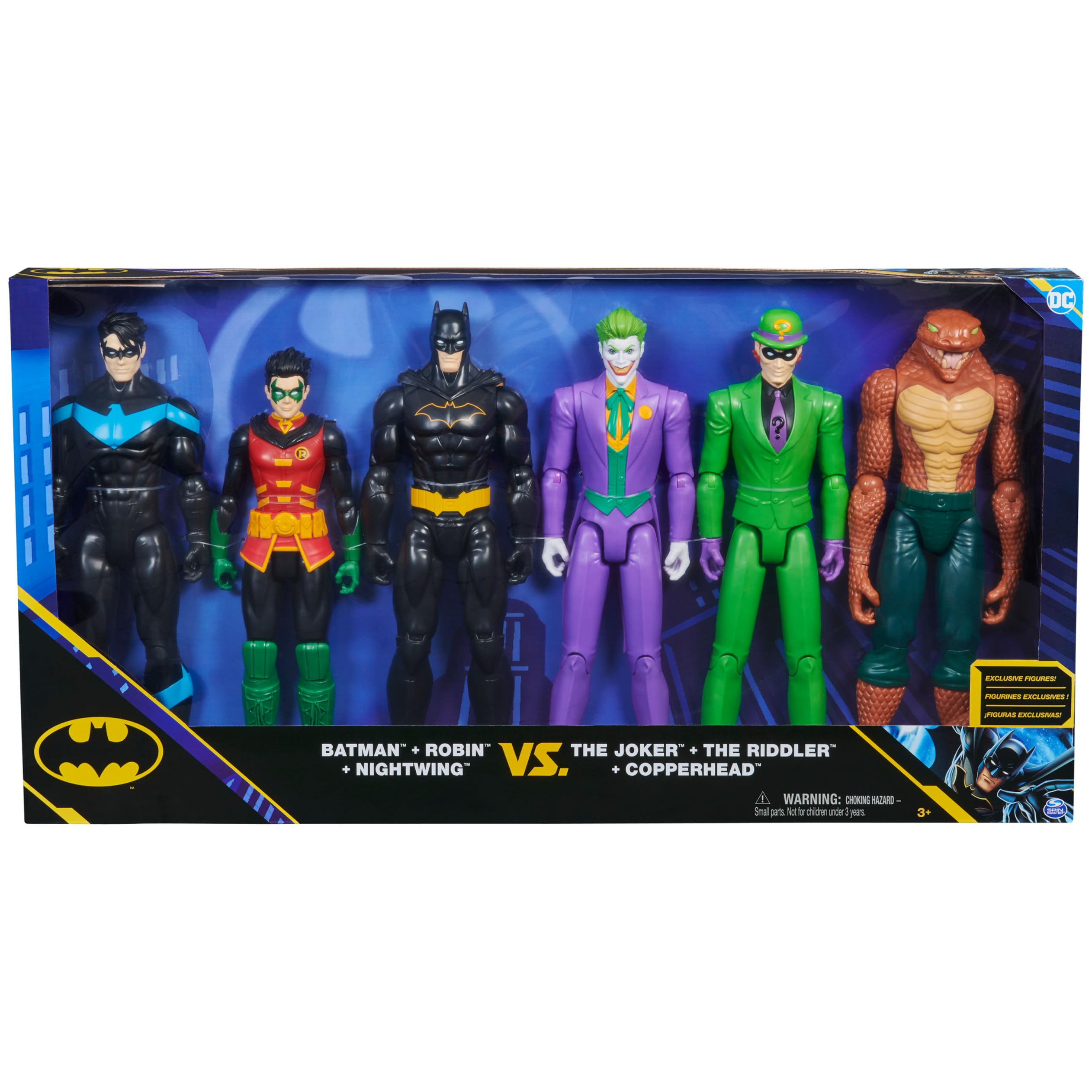 DC Comics, Batman 6-Pack | Batman, Robin, Nightwing, The Joker, The Riddler, Copperhead | 12-inch Action Figures, Kids Toys for Boys and Girls Ages 3 and Up